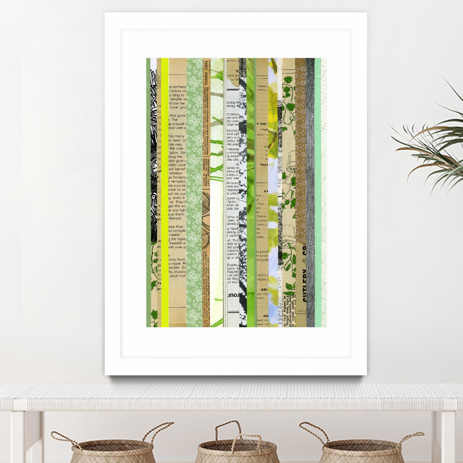 Paper Strip Collage C by Natasha Marie on GIANT ART - green abstract