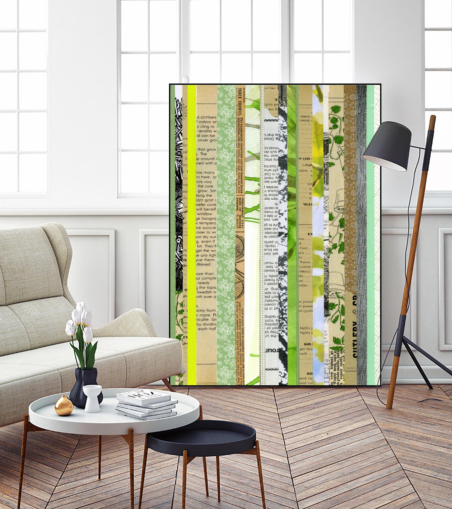 Paper Strip Collage C by Natasha Marie on GIANT ART - green abstract