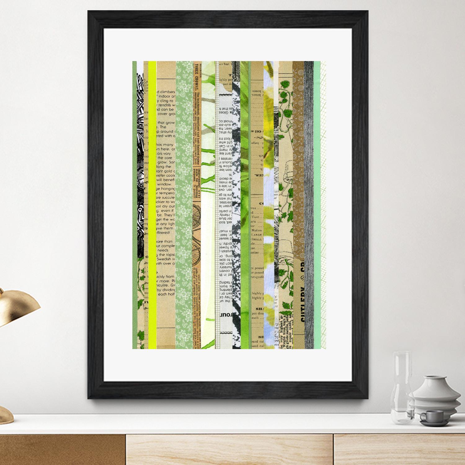 Paper Strip Collage C by Natasha Marie on GIANT ART - green abstract