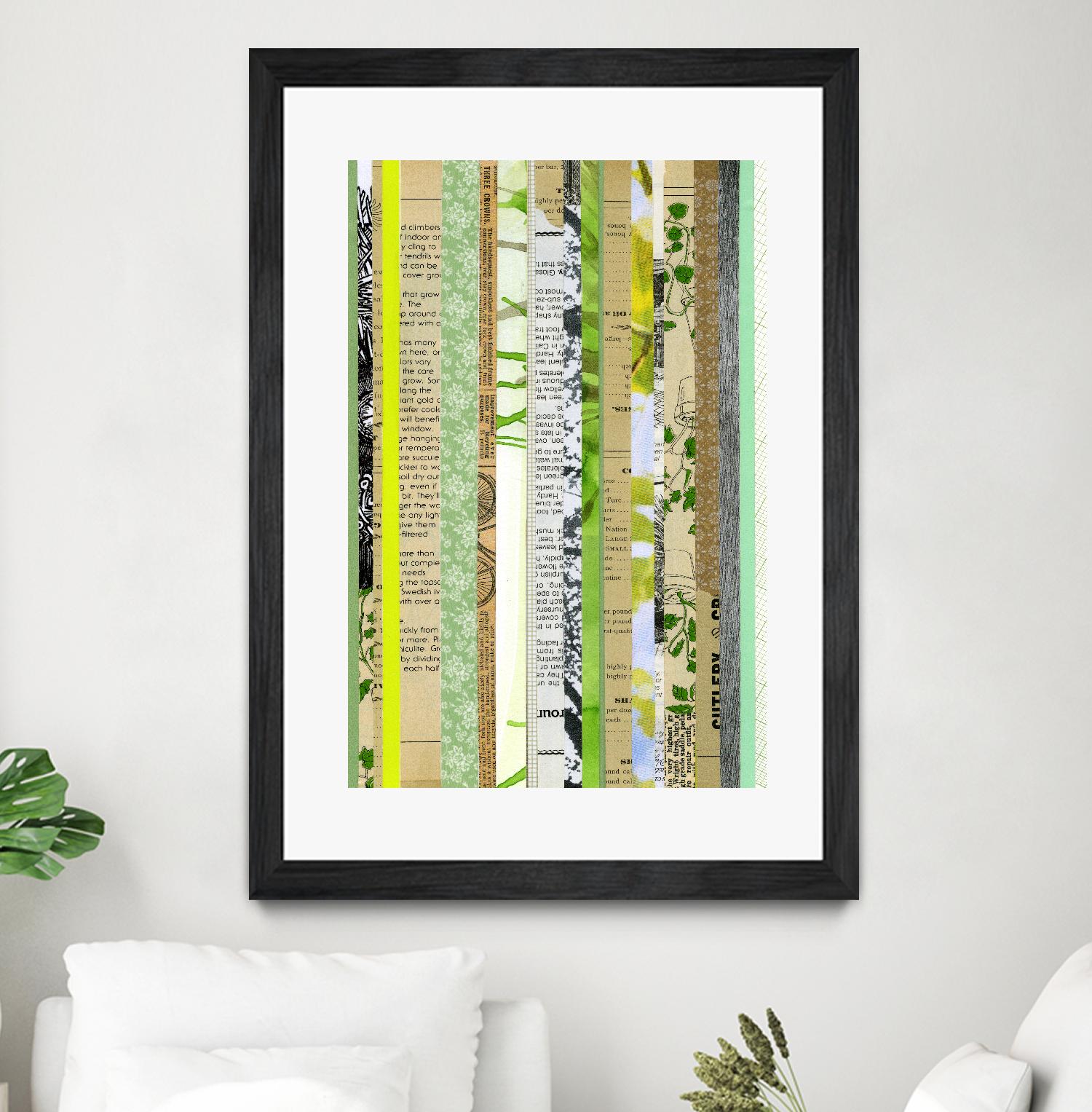 Paper Strip Collage C by Natasha Marie on GIANT ART - green abstract