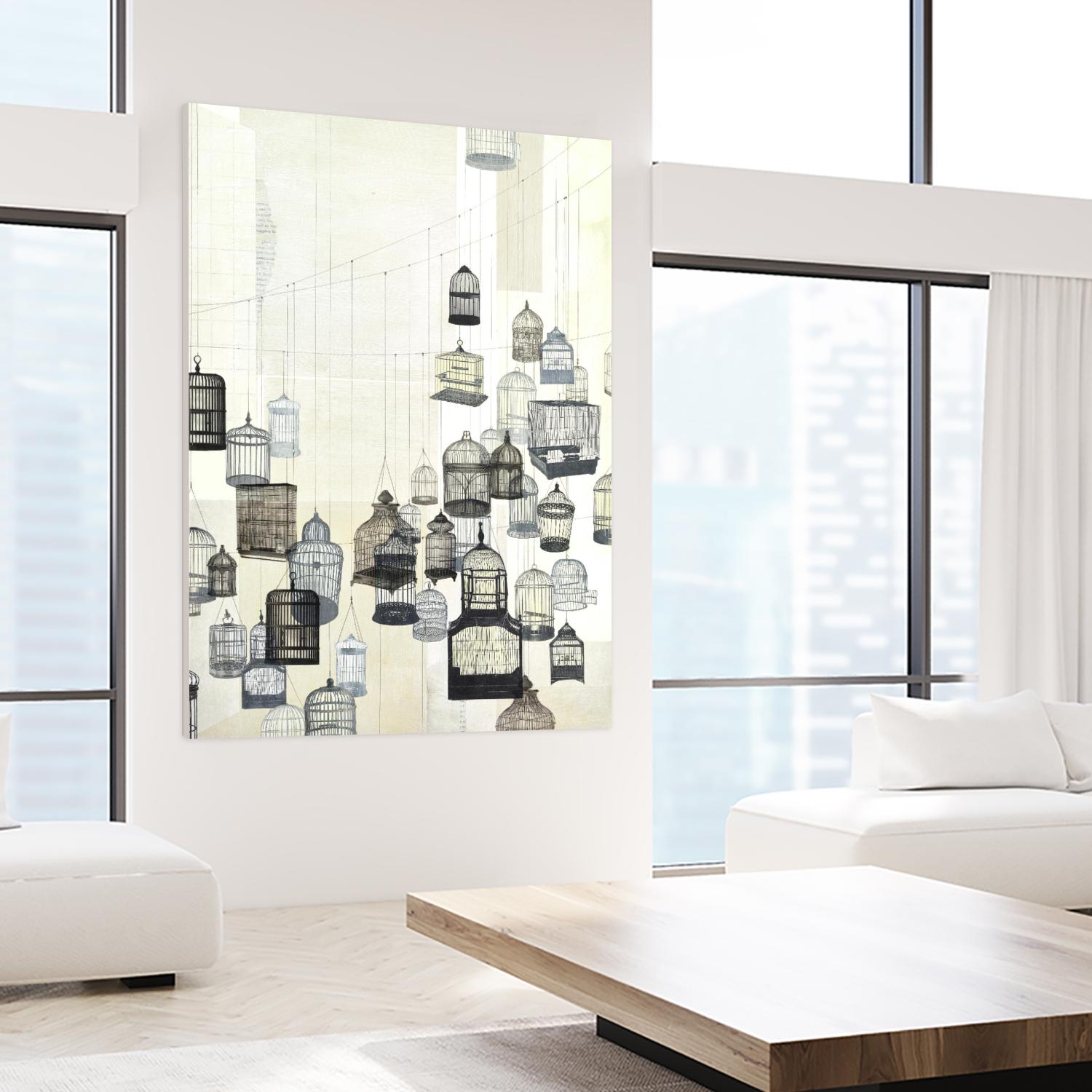 Birdcages 2 by NM Studio on GIANT ART - beige contemporary bird