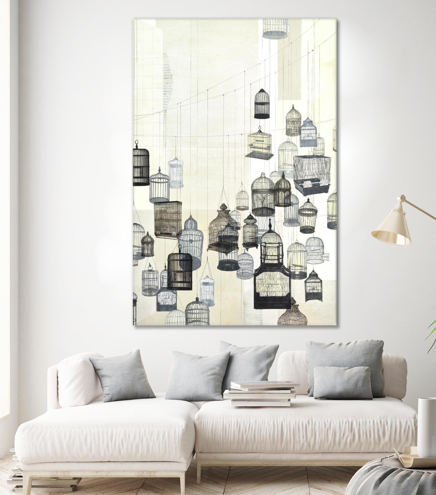 Birdcages 2 by NM Studio on GIANT ART - beige contemporary bird