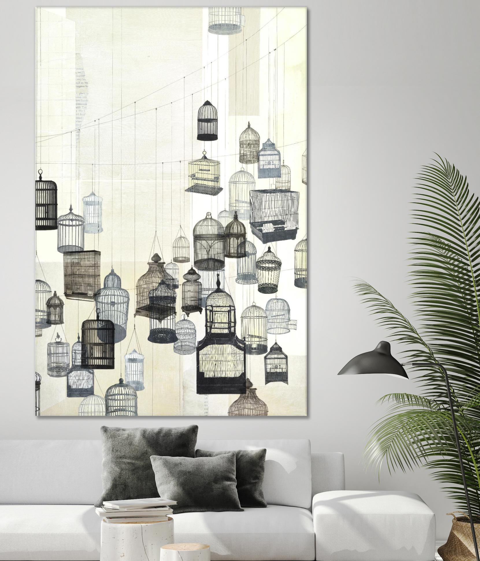 Birdcages 2 by NM Studio on GIANT ART - beige contemporary bird