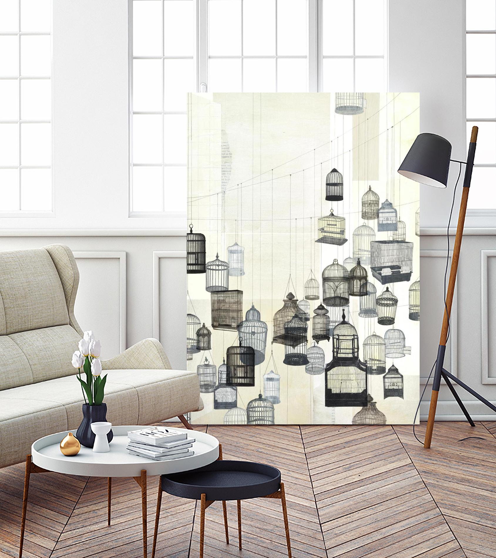 Birdcages 2 by NM Studio on GIANT ART - beige vintage bird