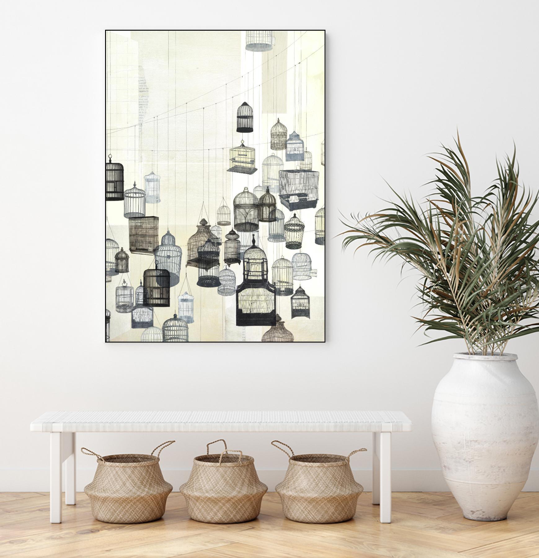 Birdcages 2 by NM Studio on GIANT ART - beige contemporary bird