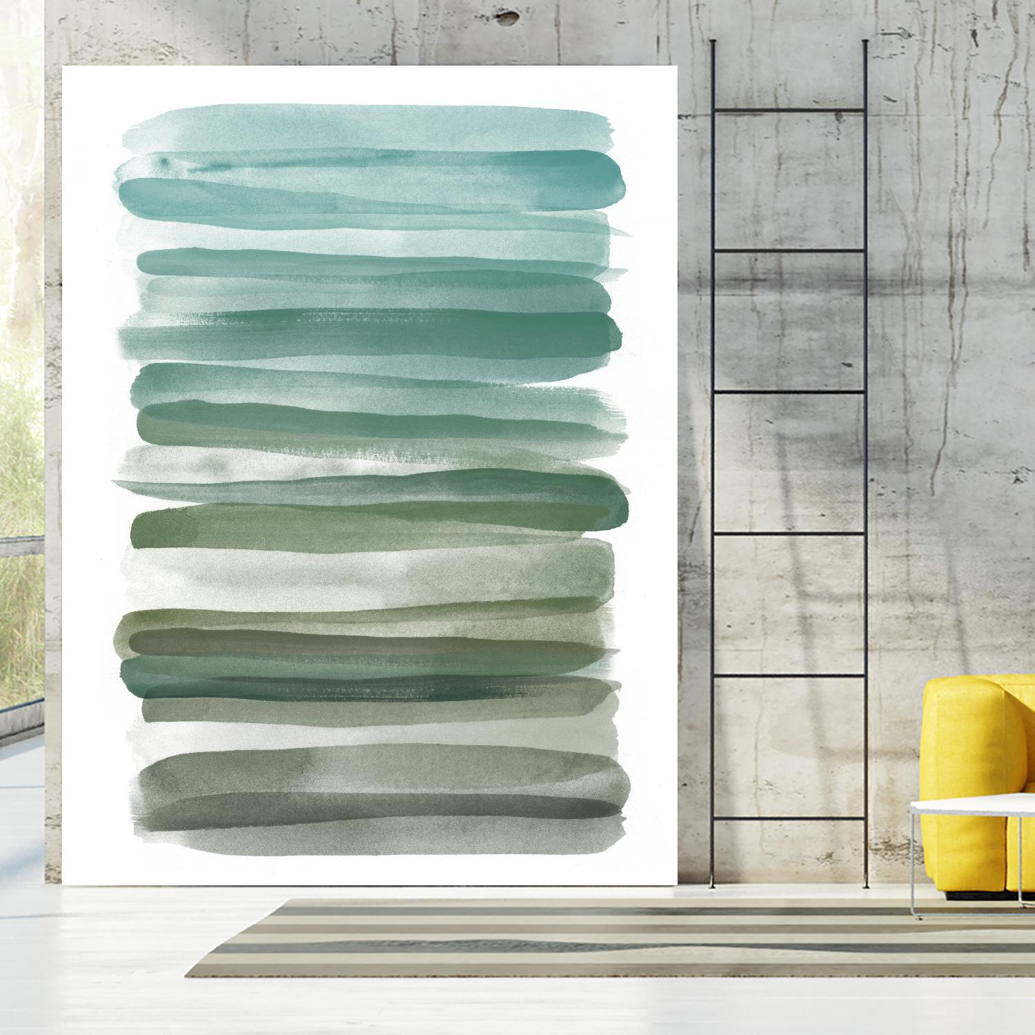 Watercolor Stripes A by THE Studio on GIANT ART - turquoise abstract