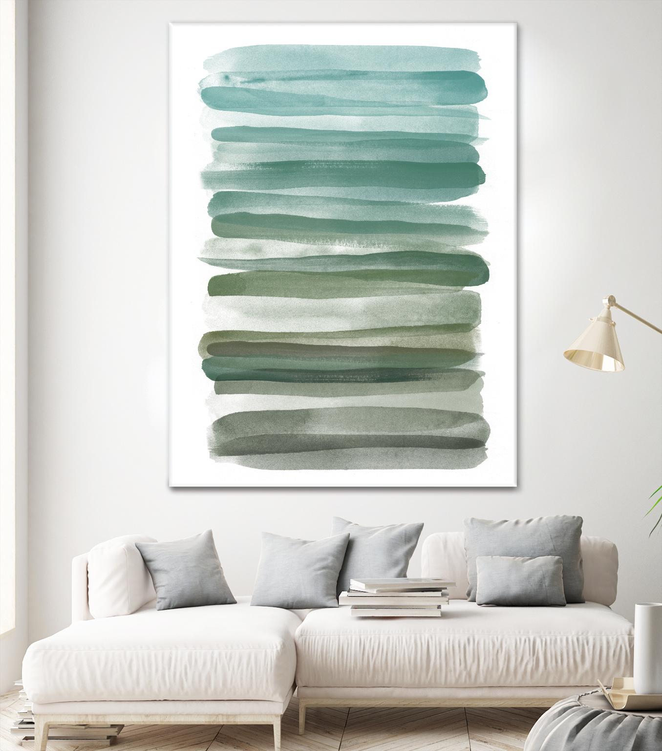 Watercolor Stripes A by THE Studio on GIANT ART - turquoise abstract