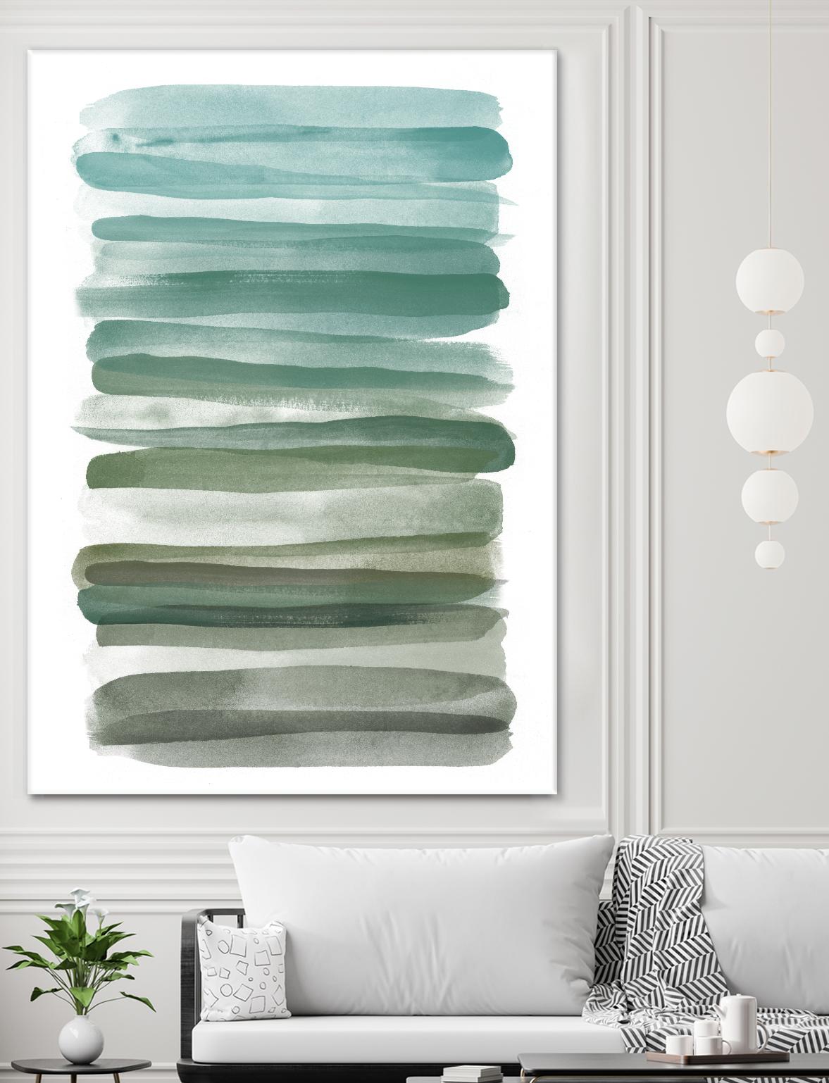 Watercolor Stripes A by THE Studio on GIANT ART - turquoise abstract