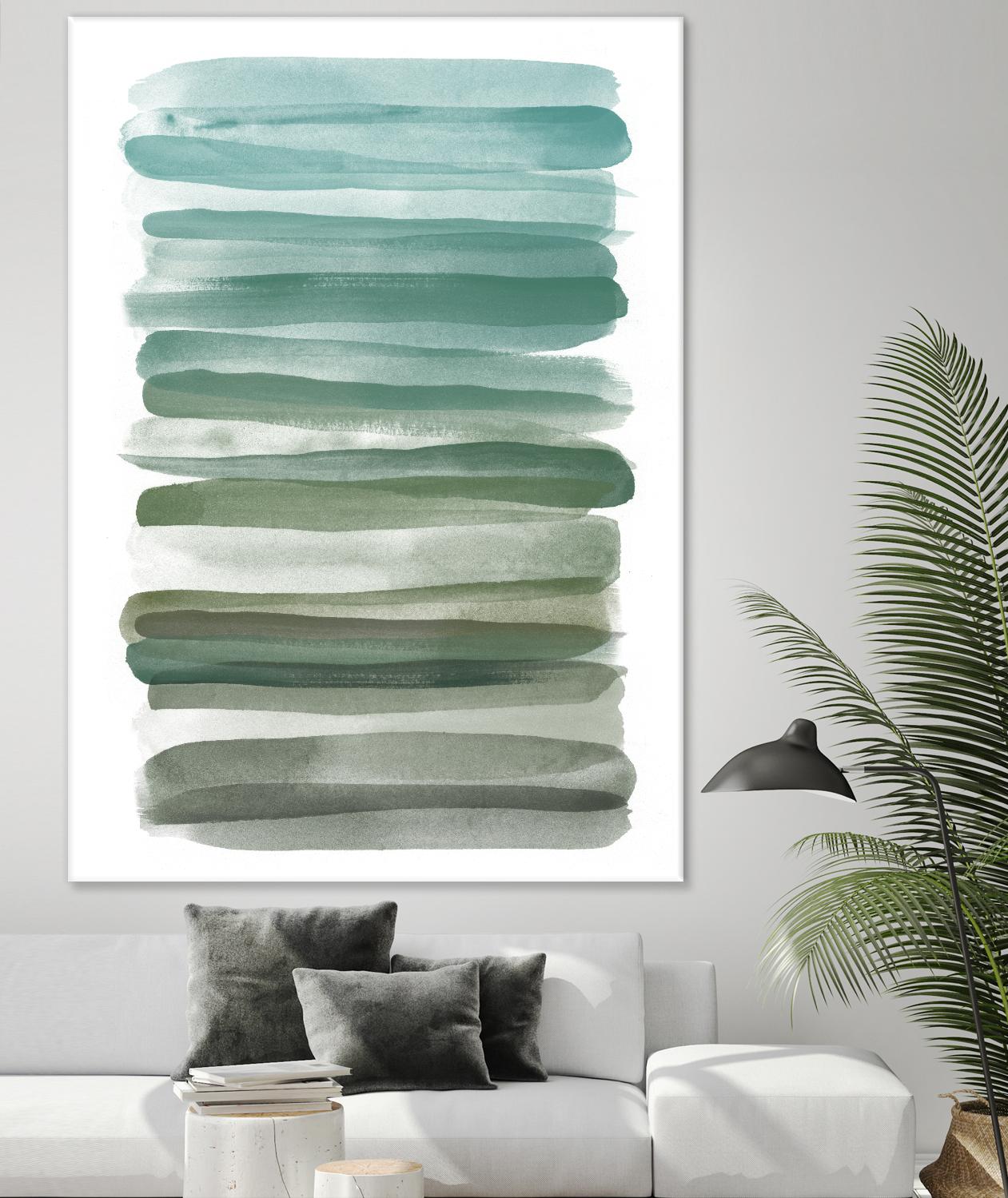 Watercolor Stripes A by THE Studio on GIANT ART - turquoise abstract