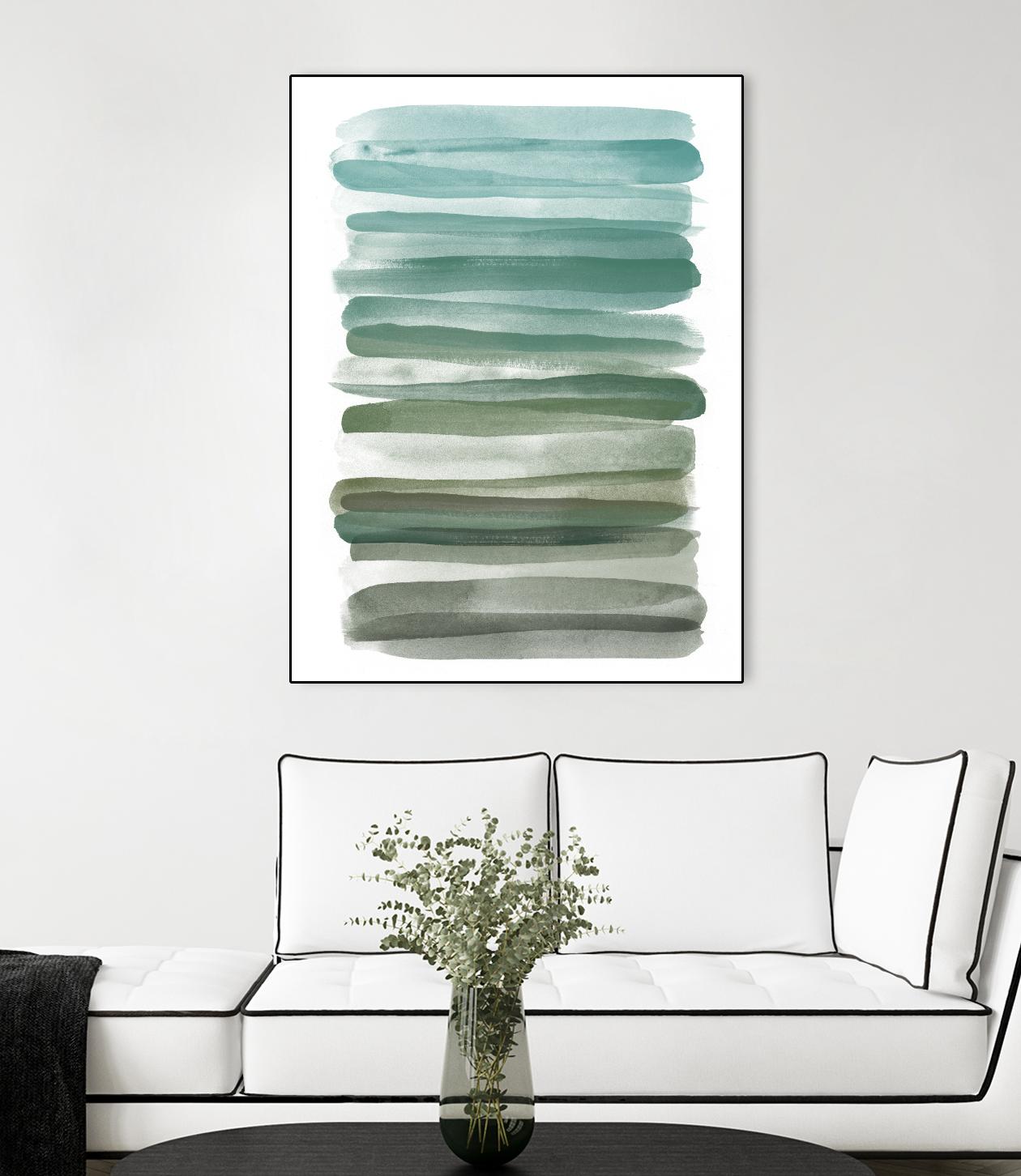 Watercolor Stripes A by THE Studio on GIANT ART - turquoise abstract