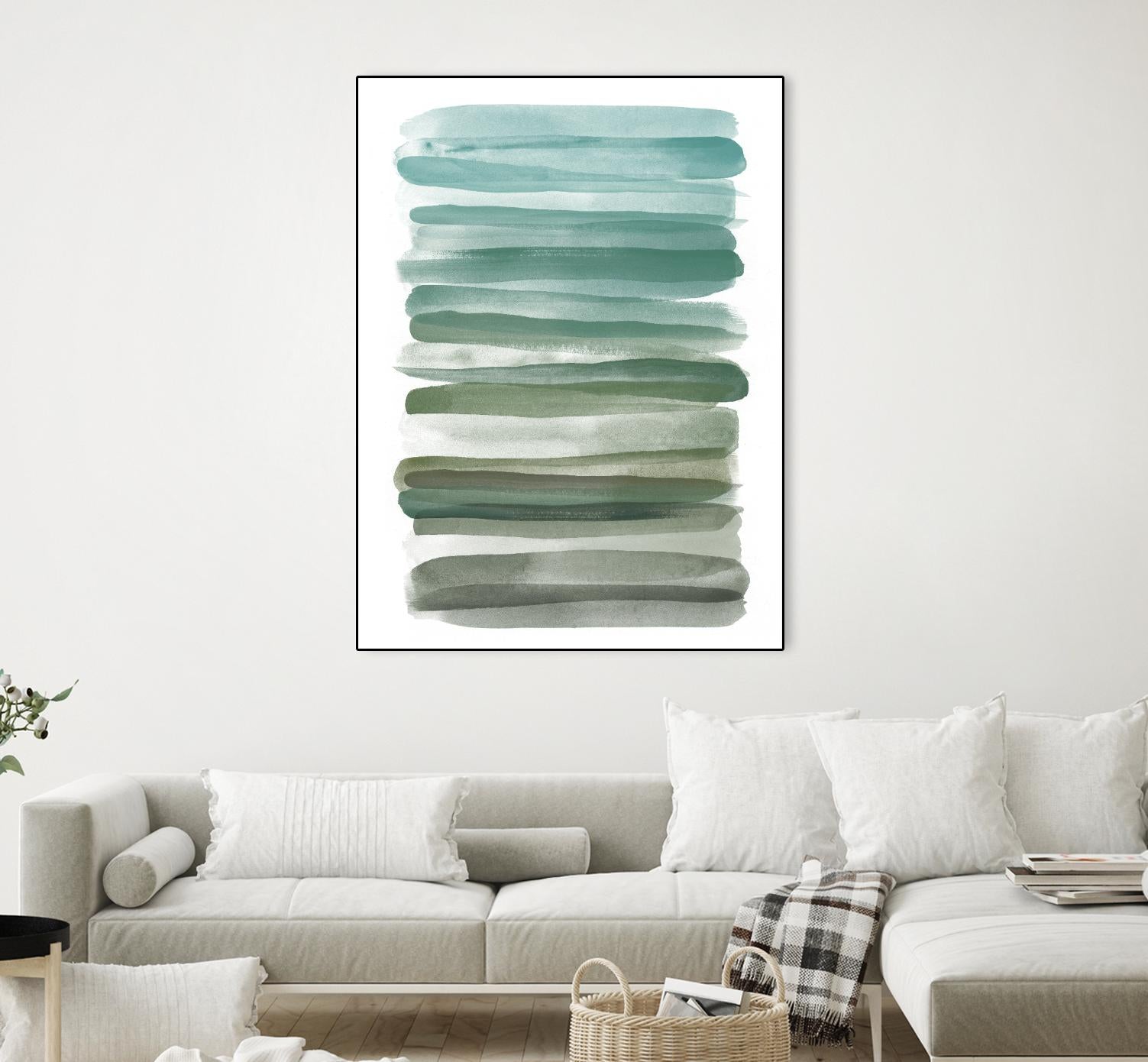 Watercolor Stripes A by THE Studio on GIANT ART - turquoise abstract