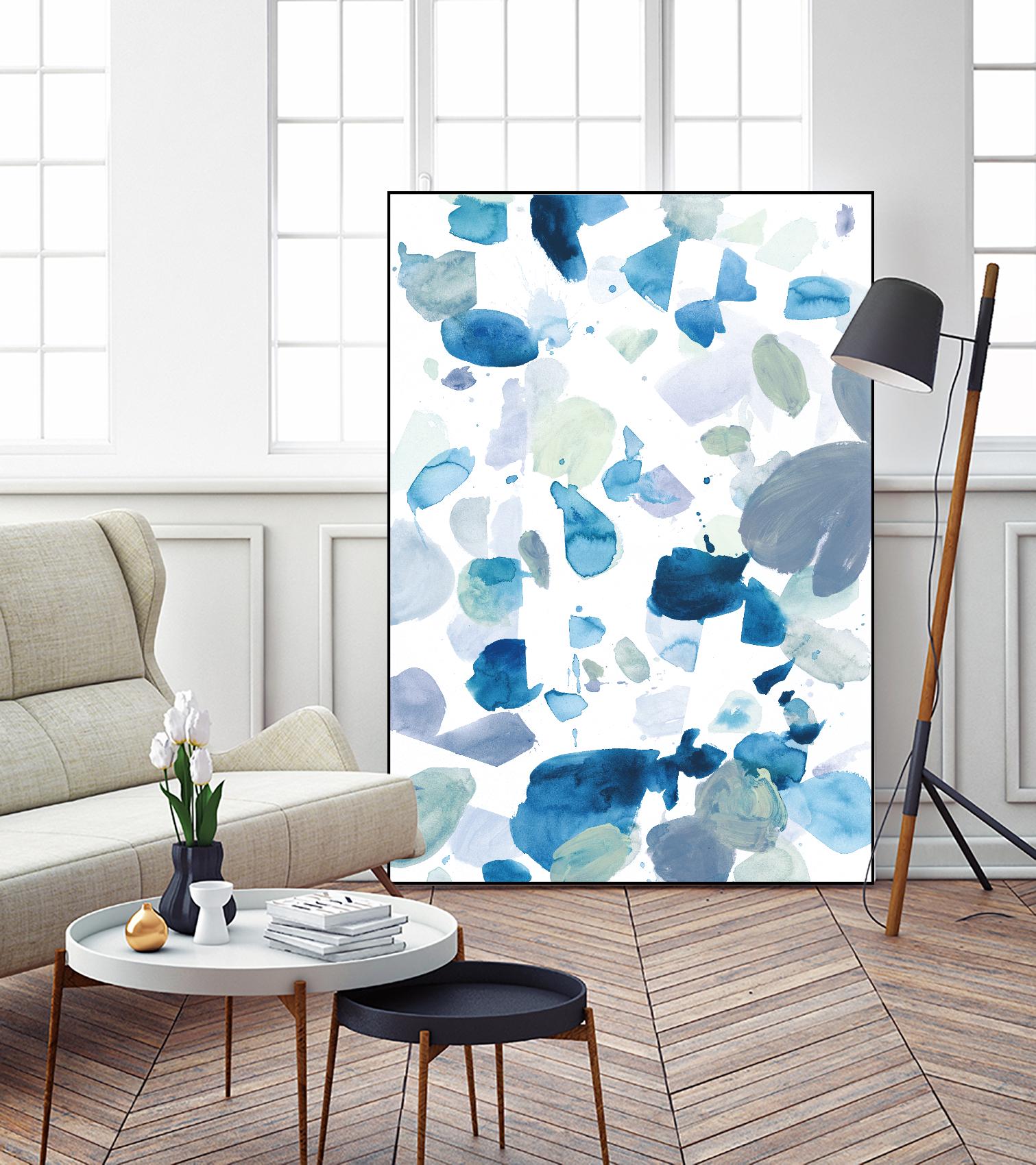 Butterfly Dance in Blue B by Allyson Fukushima on GIANT ART - white abstract