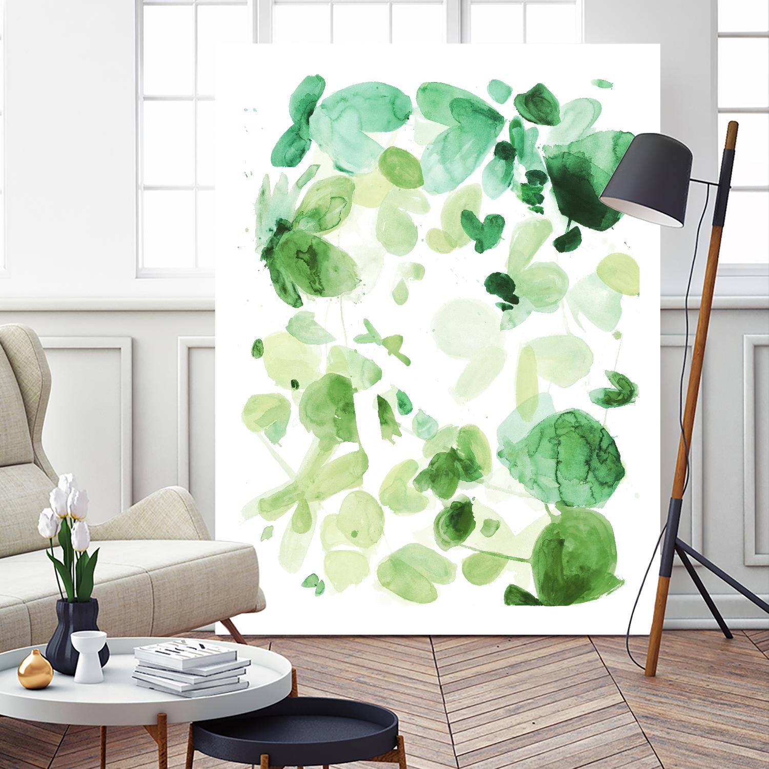 Butterfly Dance in Green C by Allyson Fukushima on GIANT ART - white abstract