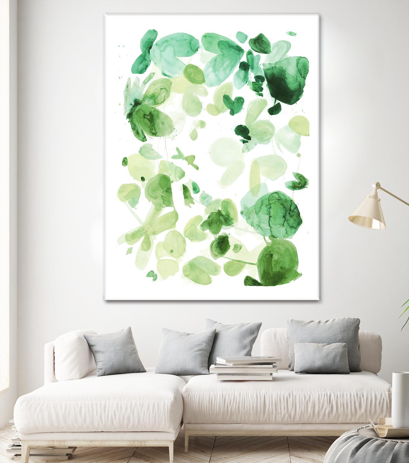 Butterfly Dance in Green C by Allyson Fukushima on GIANT ART - white abstract