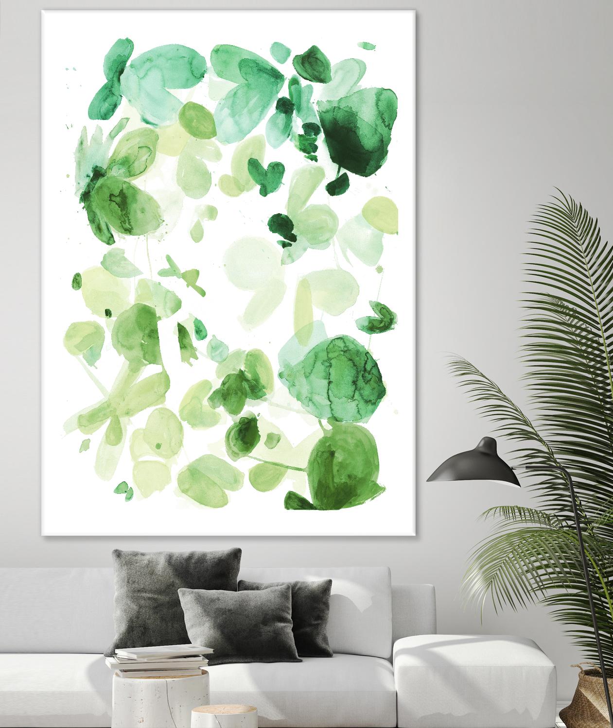 Butterfly Dance in Green C by Allyson Fukushima on GIANT ART - white abstract