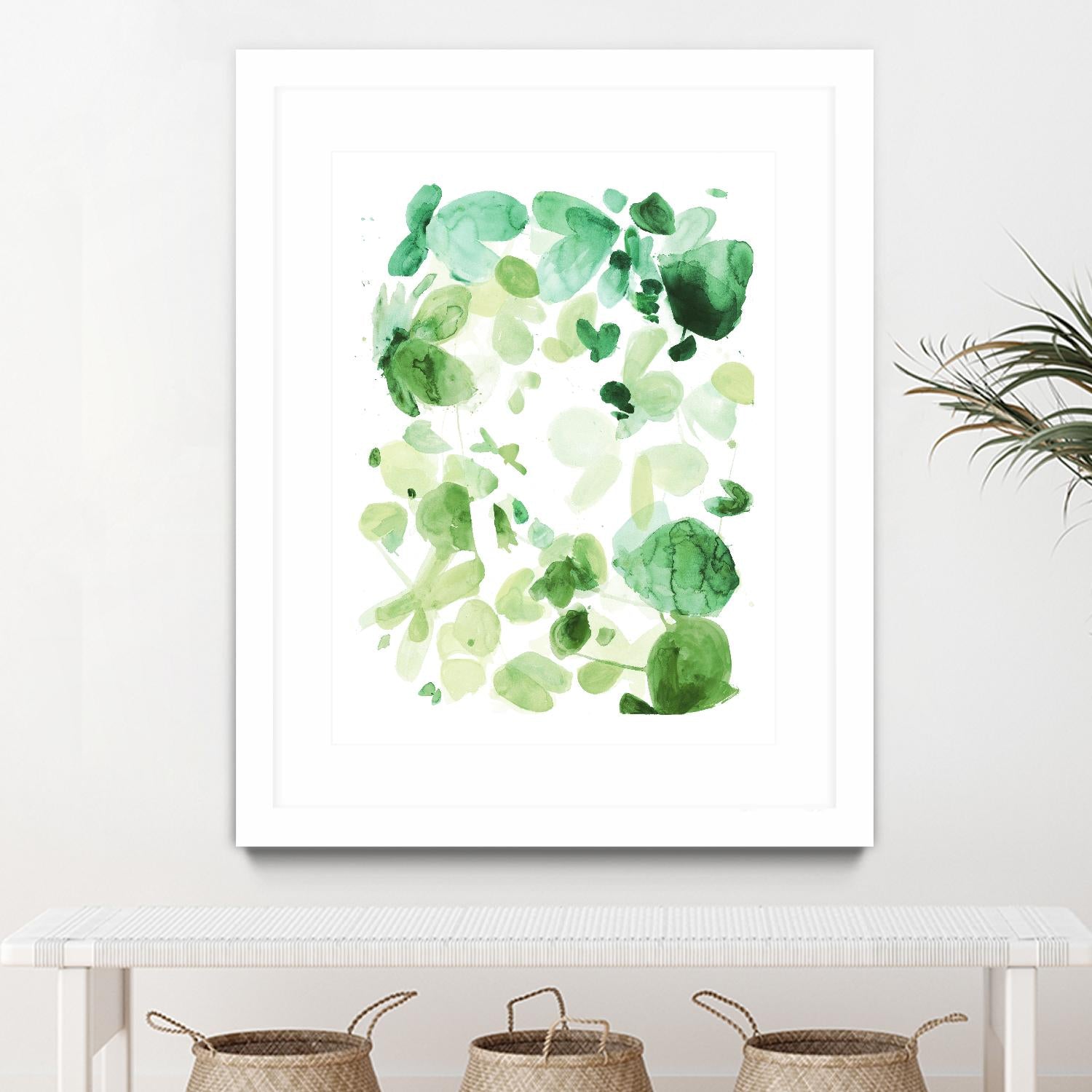 Butterfly Dance in Green C by Allyson Fukushima on GIANT ART - white abstract