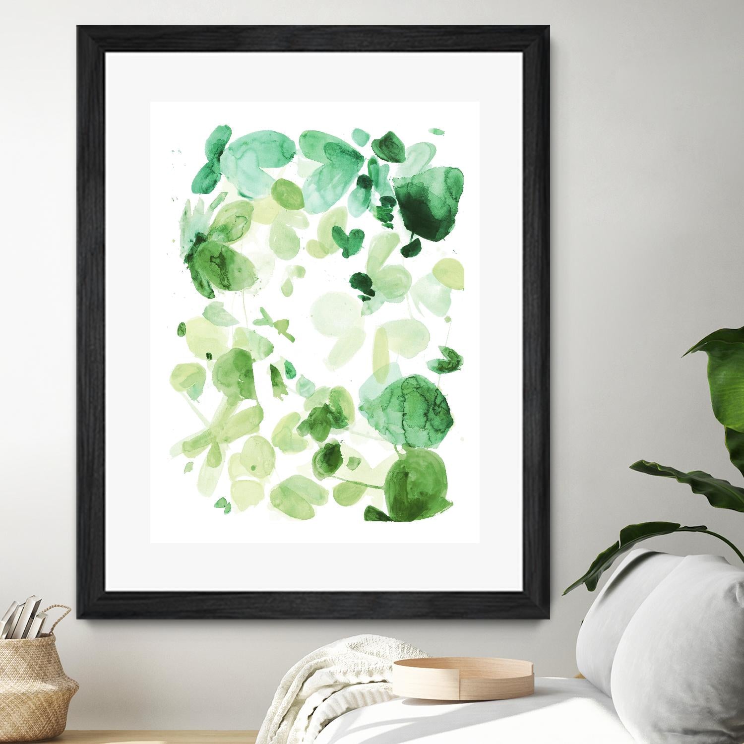 Butterfly Dance in Green C by Allyson Fukushima on GIANT ART - white abstract