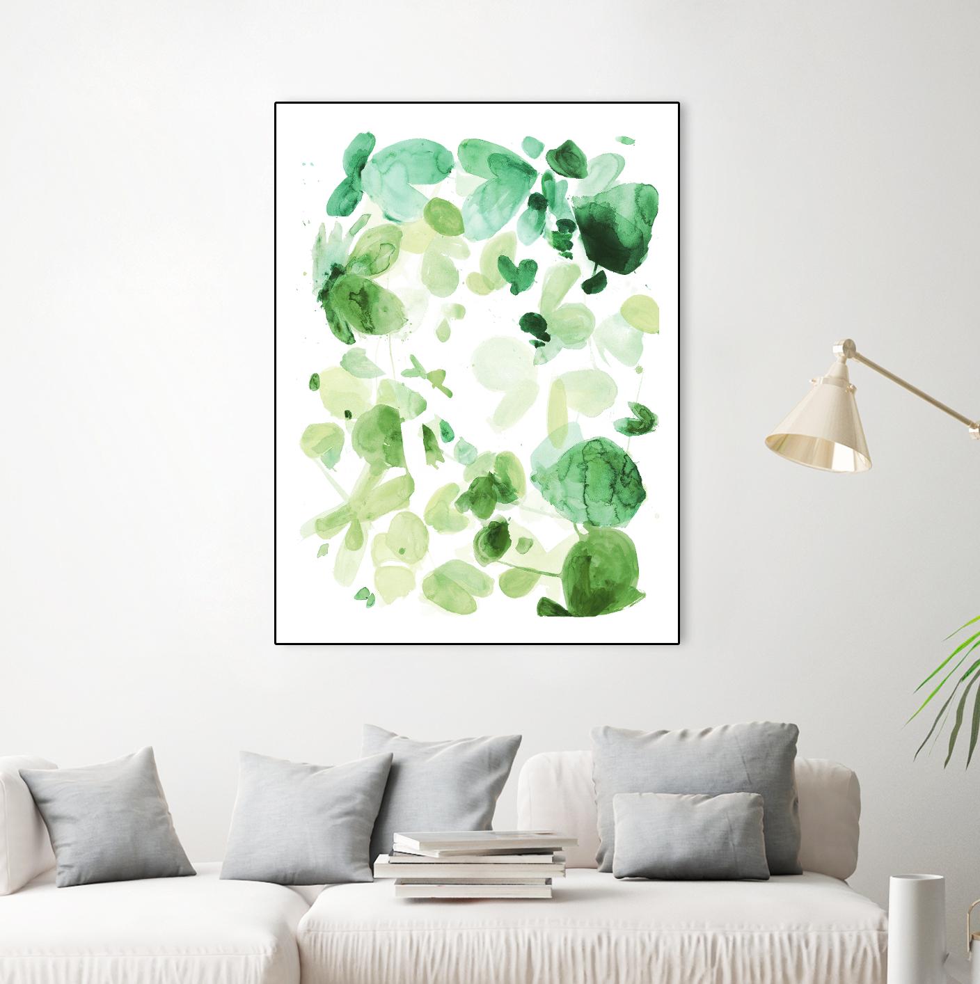 Butterfly Dance in Green C by Allyson Fukushima on GIANT ART - white abstract