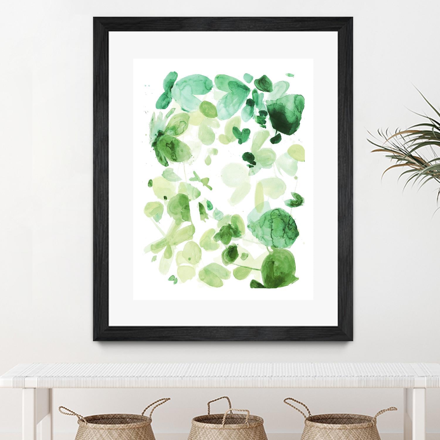 Butterfly Dance in Green C by Allyson Fukushima on GIANT ART - white abstract