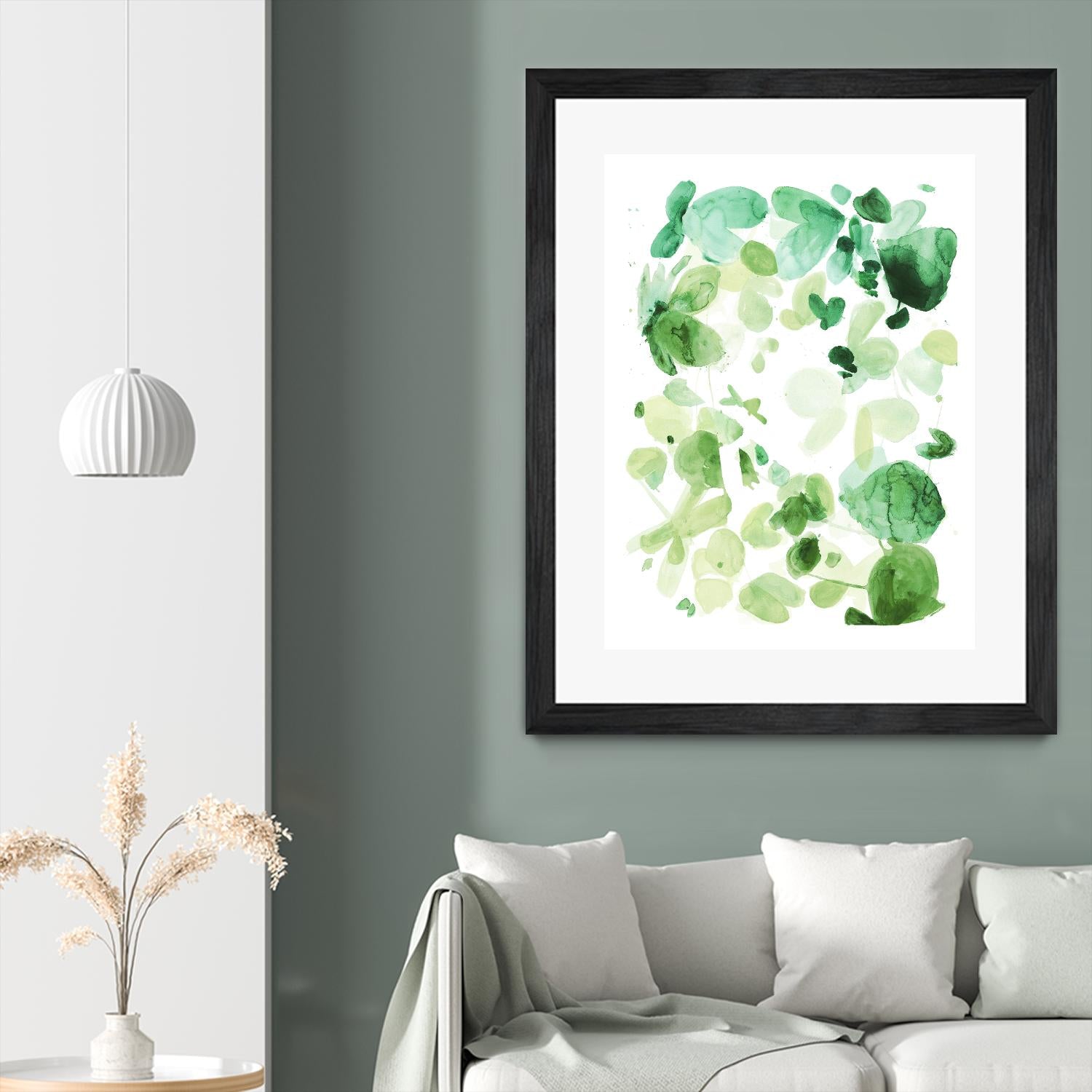 Butterfly Dance in Green C by Allyson Fukushima on GIANT ART - white abstract