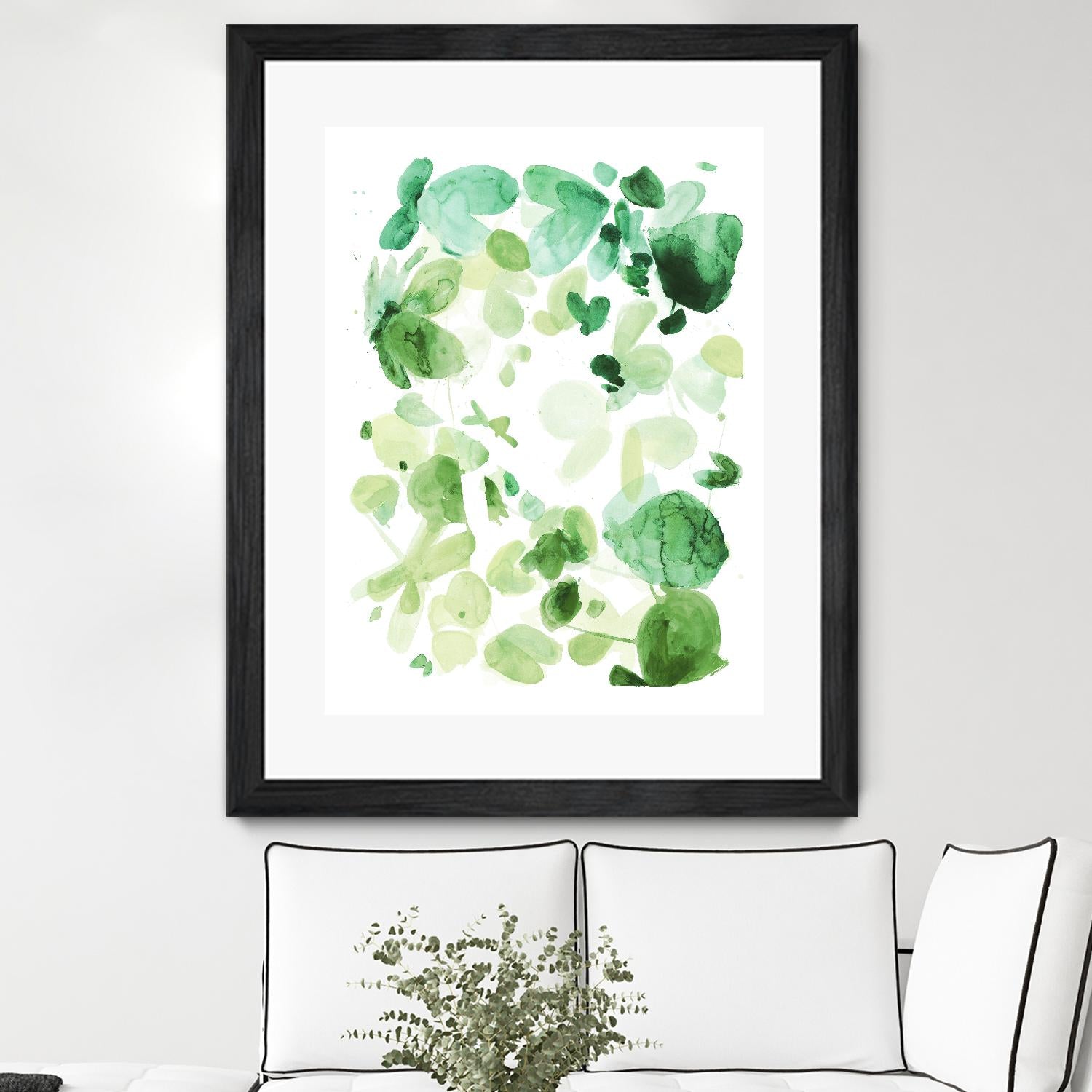 Butterfly Dance in Green C by Allyson Fukushima on GIANT ART - white abstract