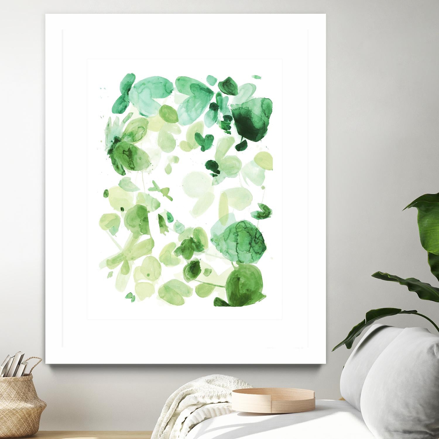 Butterfly Dance in Green C by Allyson Fukushima on GIANT ART - white abstract
