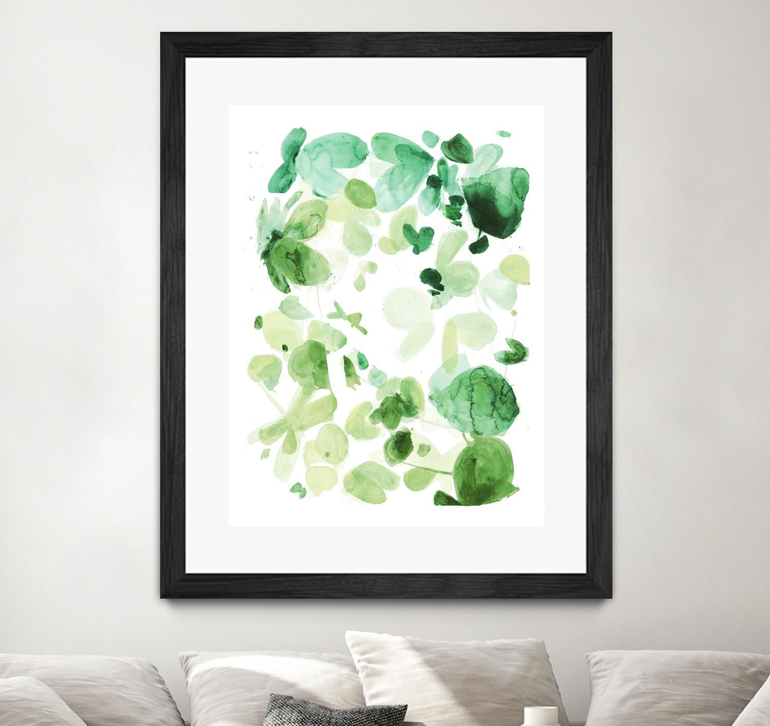 Butterfly Dance in Green C by Allyson Fukushima on GIANT ART - white abstract