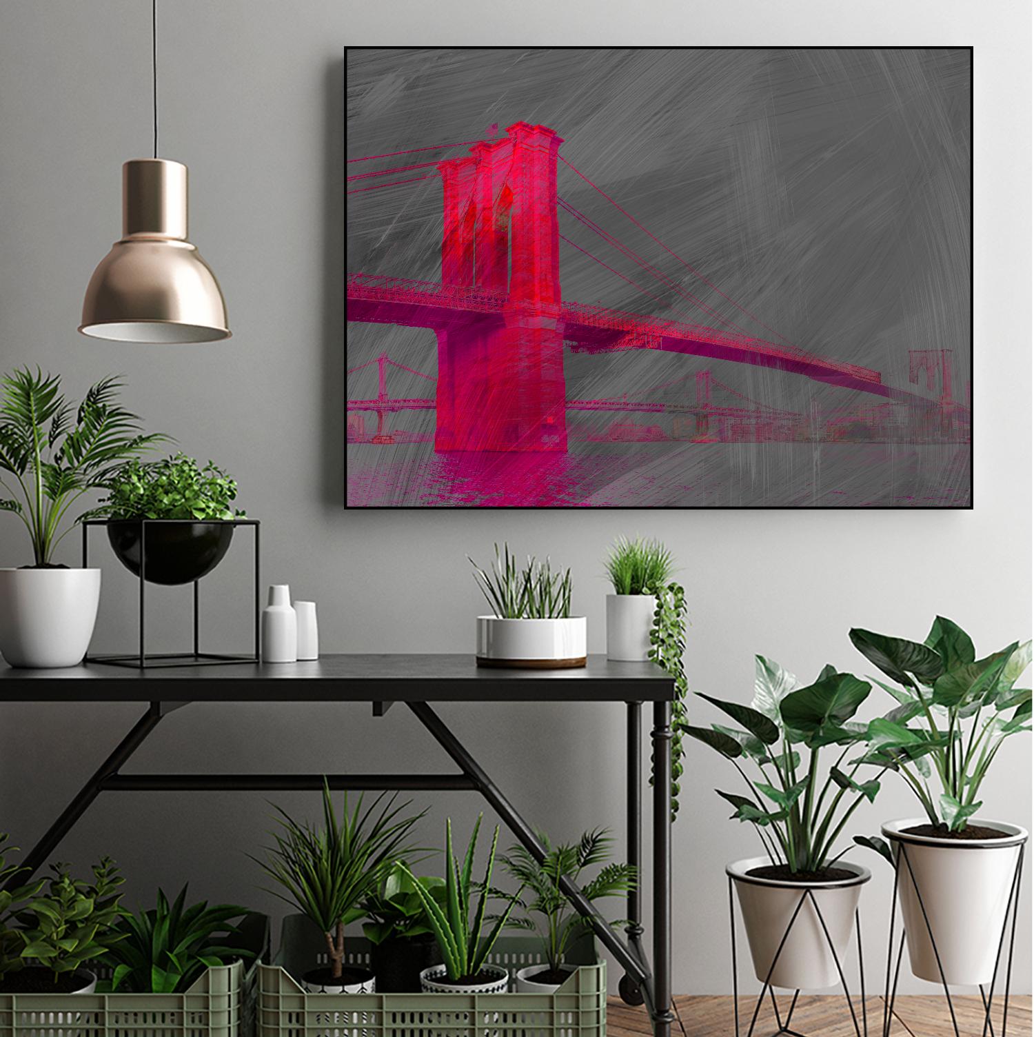 Brooklyn Bridge by THE Studio on GIANT ART - pink city scene