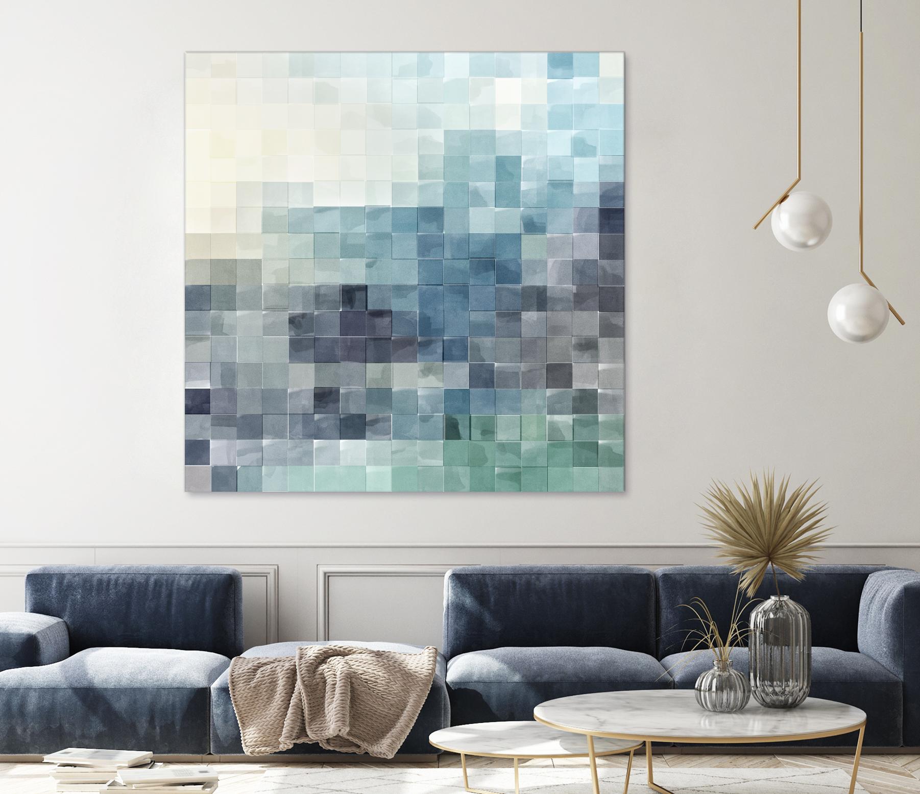 Gridded Watercolor Landscape A by THE Studio on GIANT ART - green abstract