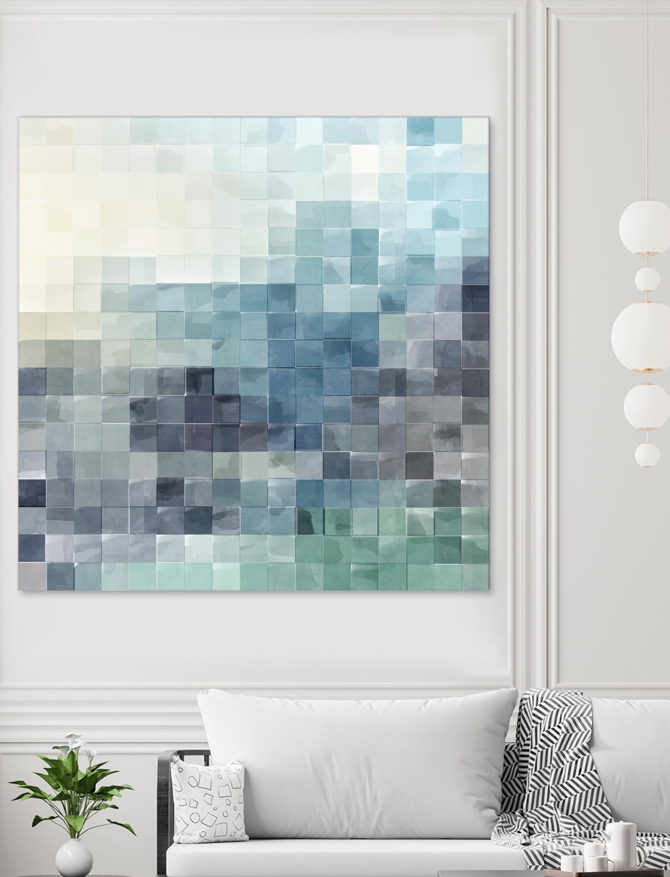 Gridded Watercolor Landscape A by THE Studio on GIANT ART - green abstract