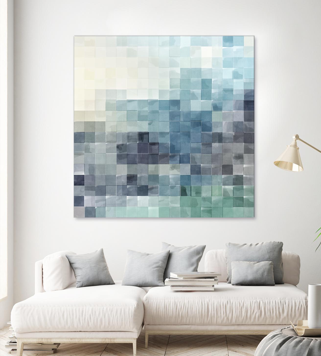 Gridded Watercolor Landscape A by THE Studio on GIANT ART - green abstract