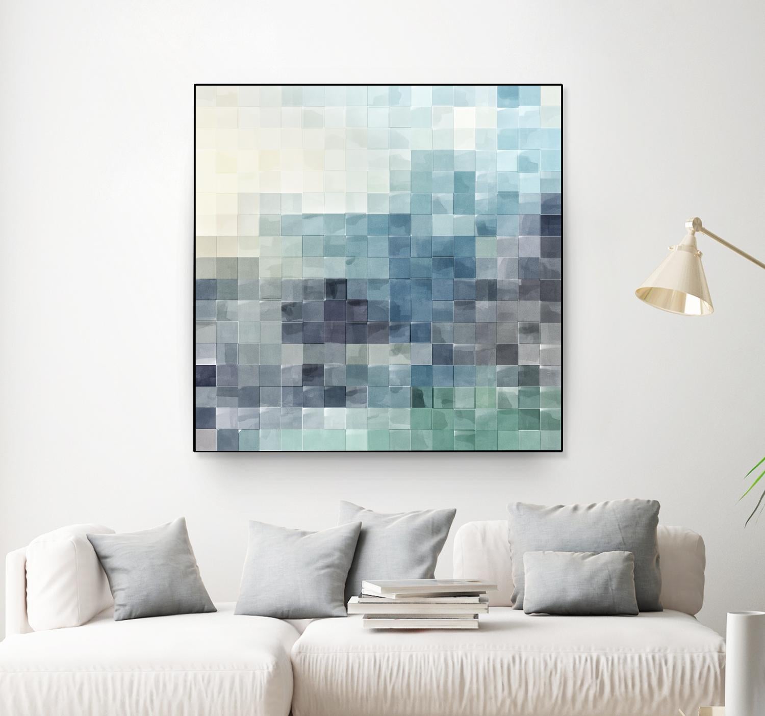 Gridded Watercolor Landscape A by THE Studio on GIANT ART - green abstract