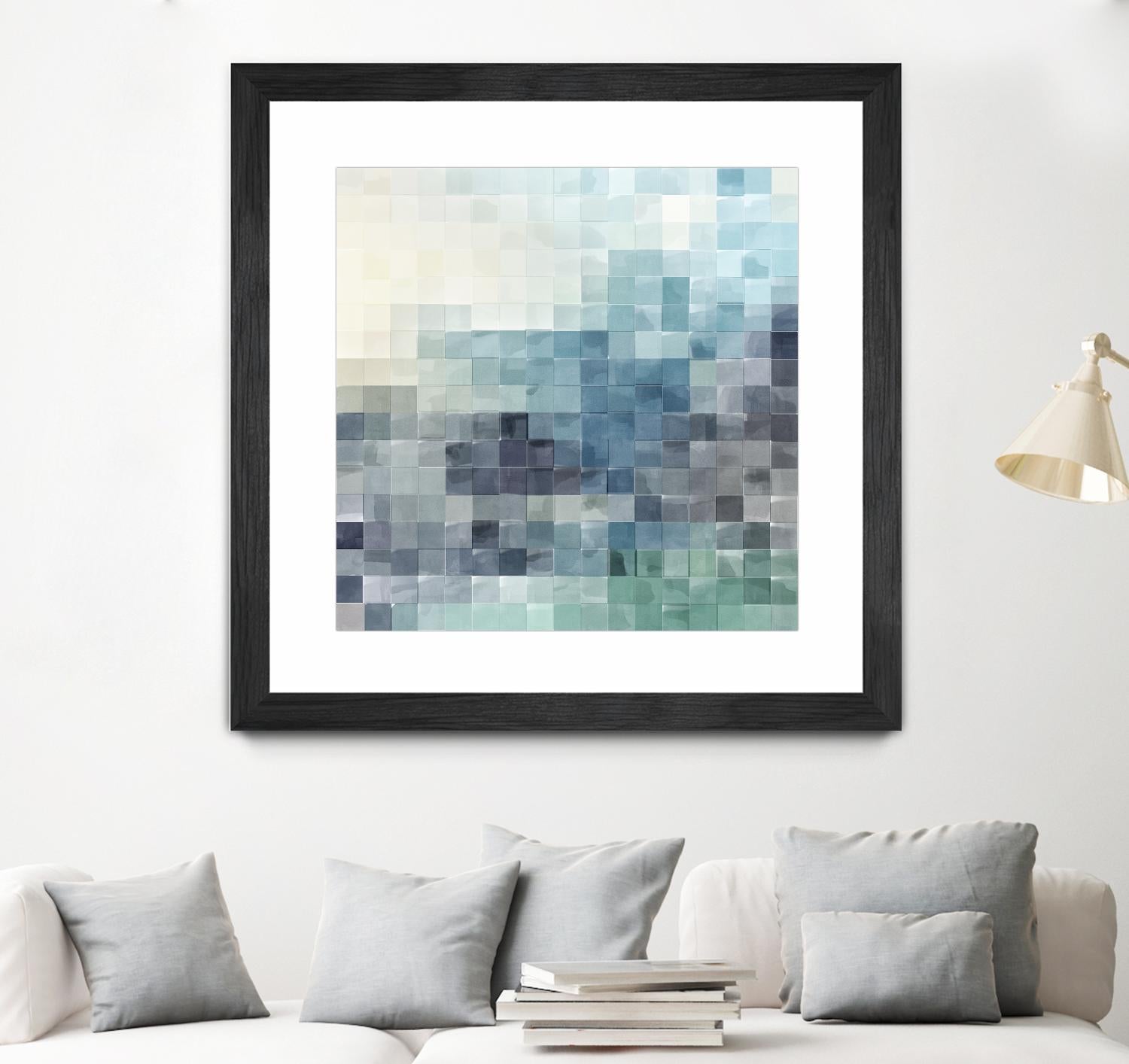 Gridded Watercolor Landscape A by THE Studio on GIANT ART - green abstract