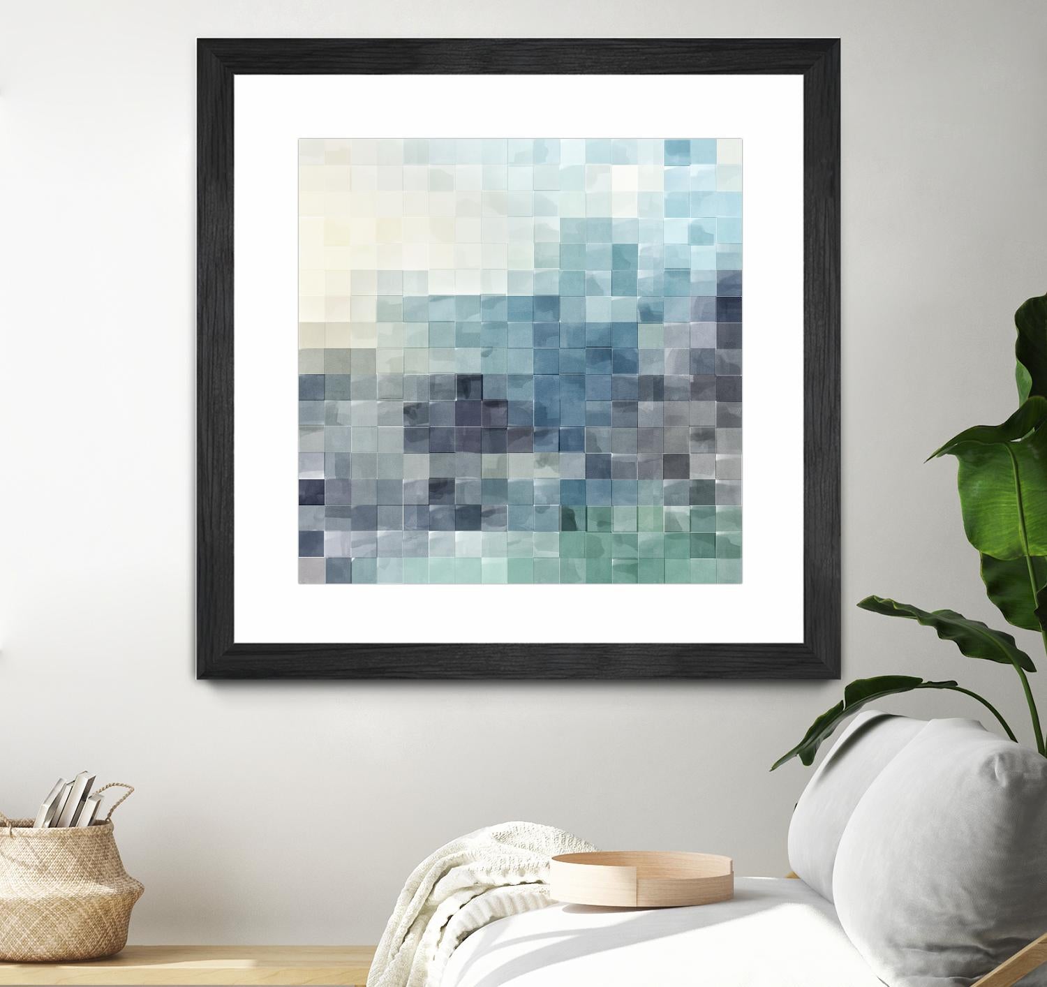 Gridded Watercolor Landscape A by THE Studio on GIANT ART - green abstract