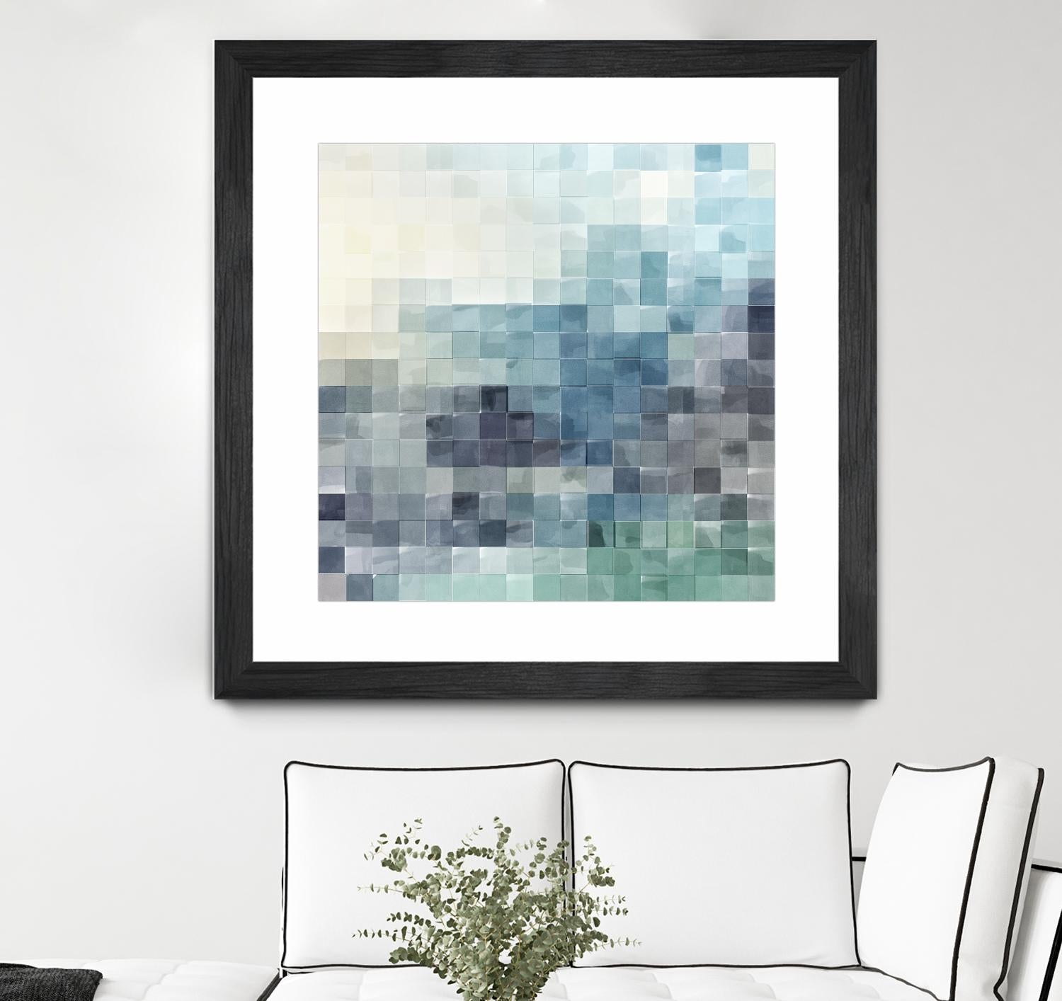 Gridded Watercolor Landscape A by THE Studio on GIANT ART - green abstract