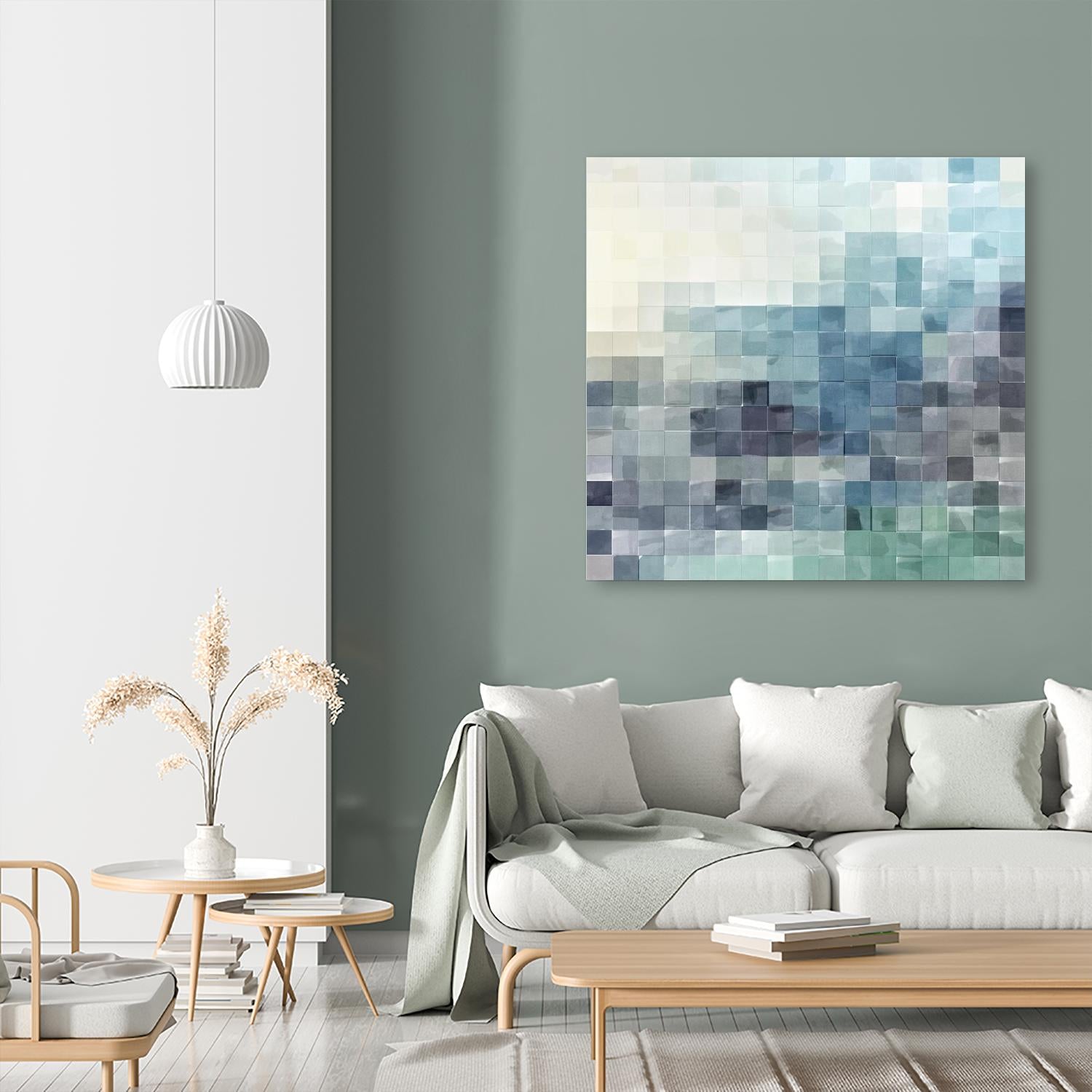 Gridded Watercolor Landscape A by THE Studio on GIANT ART - green abstract