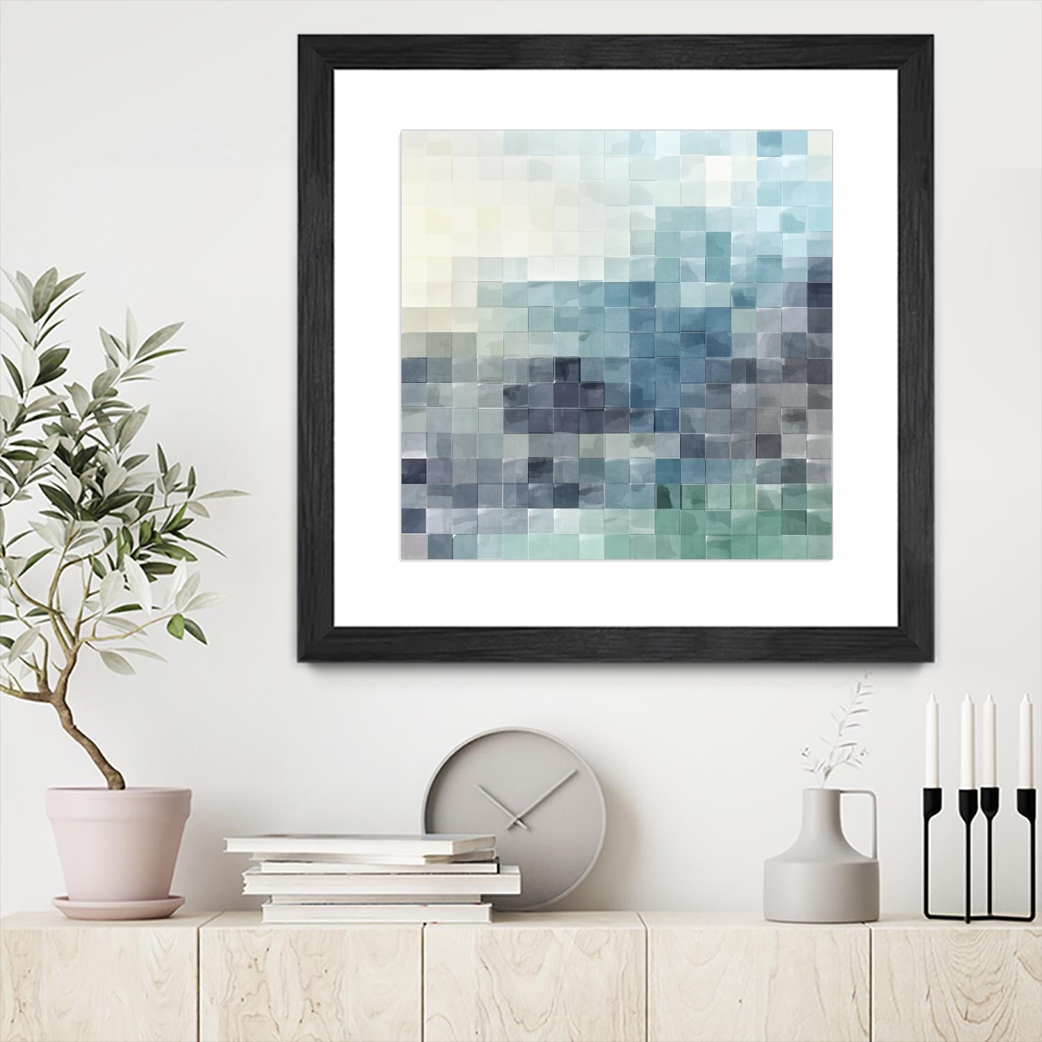 Gridded Watercolor Landscape A by THE Studio on GIANT ART - green abstract