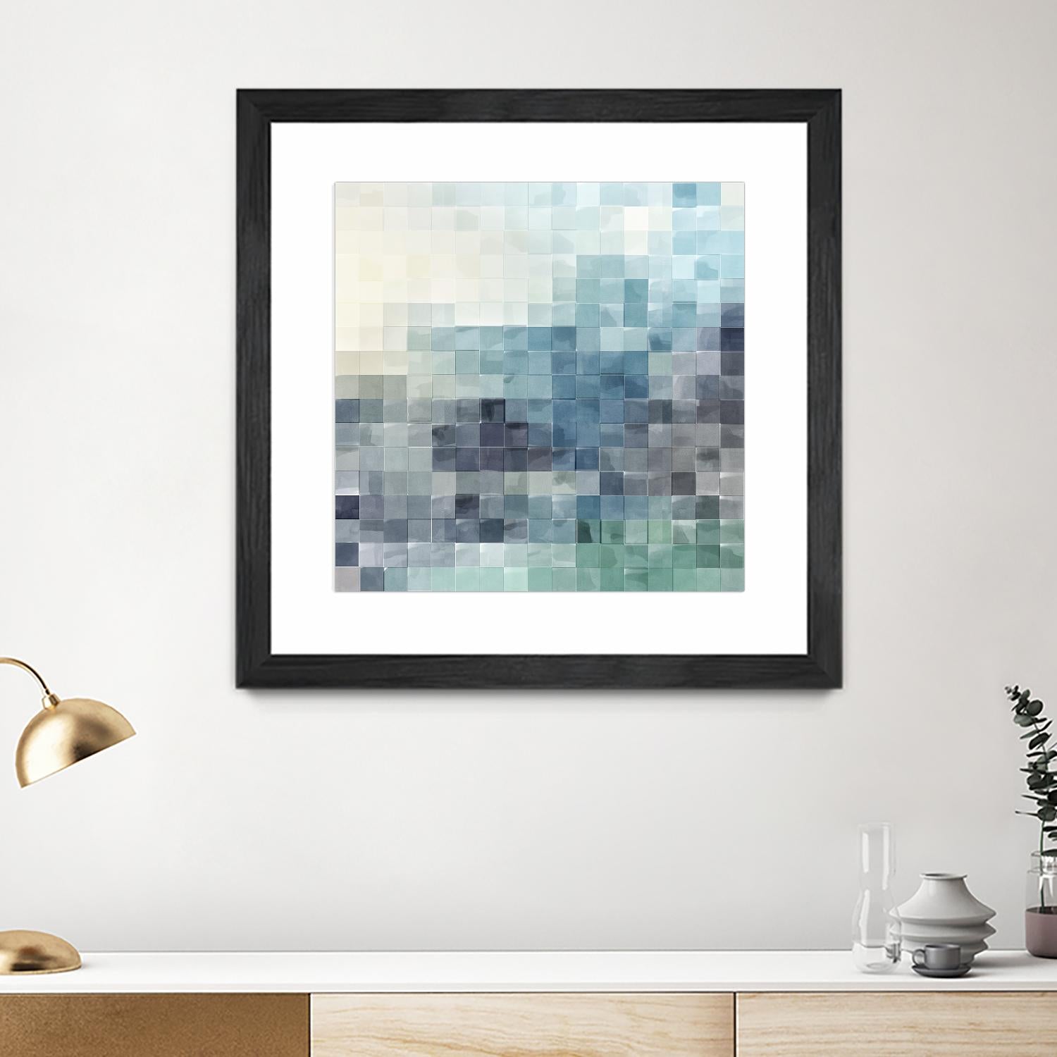 Gridded Watercolor Landscape A by THE Studio on GIANT ART - green abstract