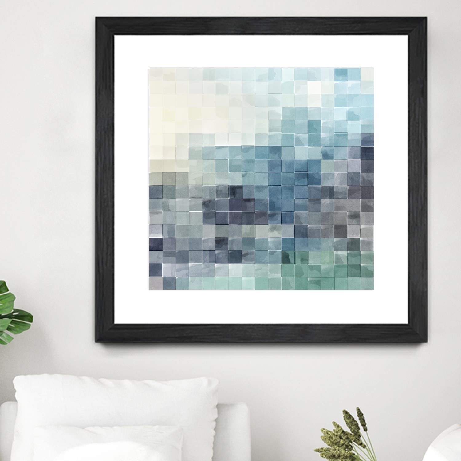 Gridded Watercolor Landscape A by THE Studio on GIANT ART - green abstract