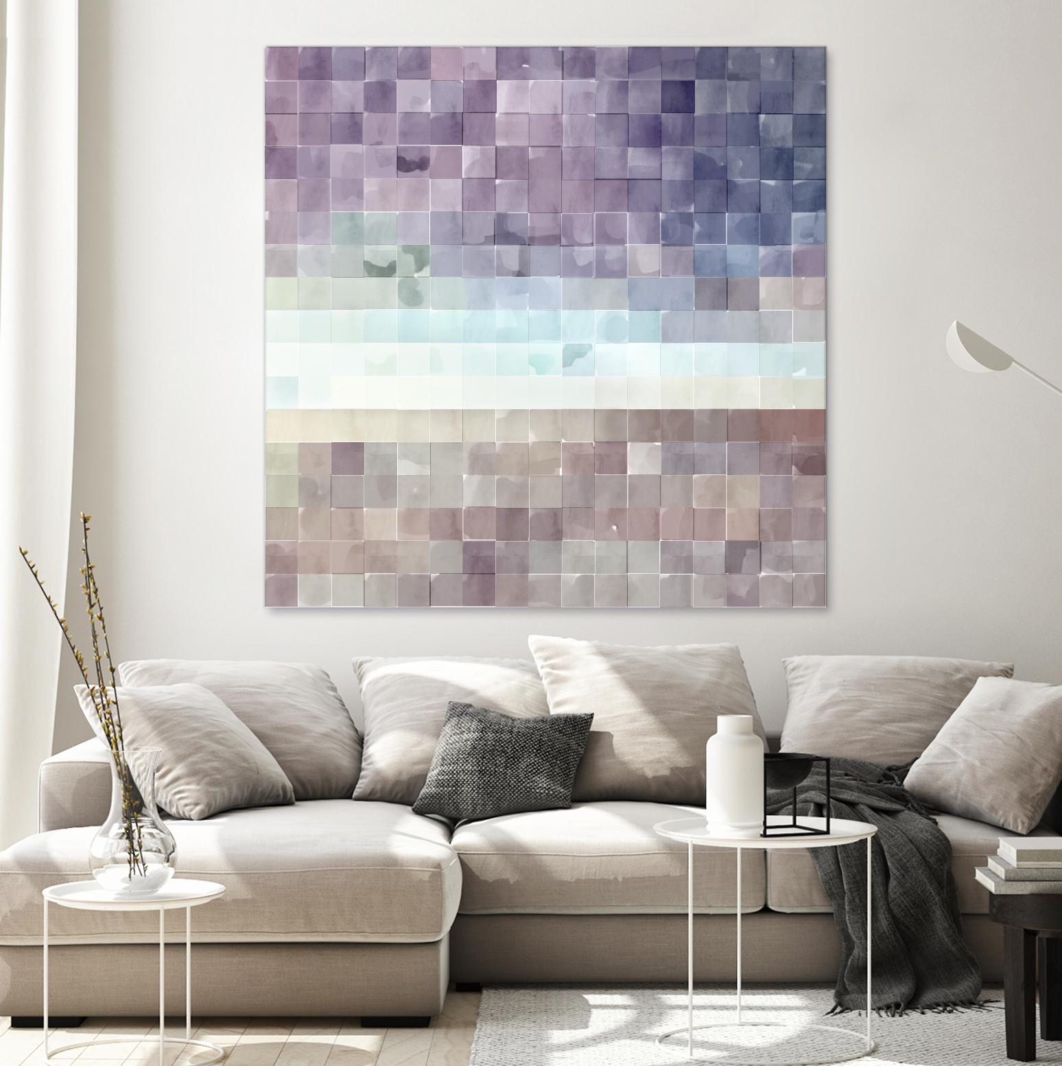 Gridded Watercolor Landscape B by THE Studio on GIANT ART - blue abstract