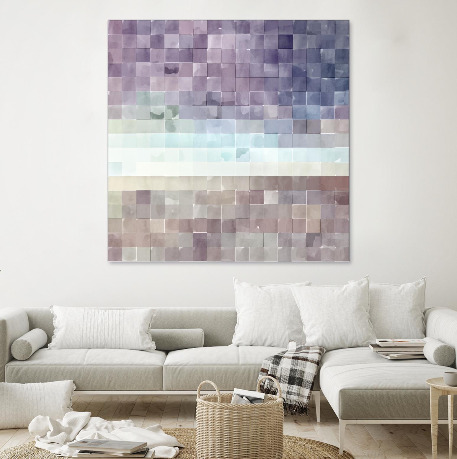 Gridded Watercolor Landscape B by THE Studio on GIANT ART - blue abstract