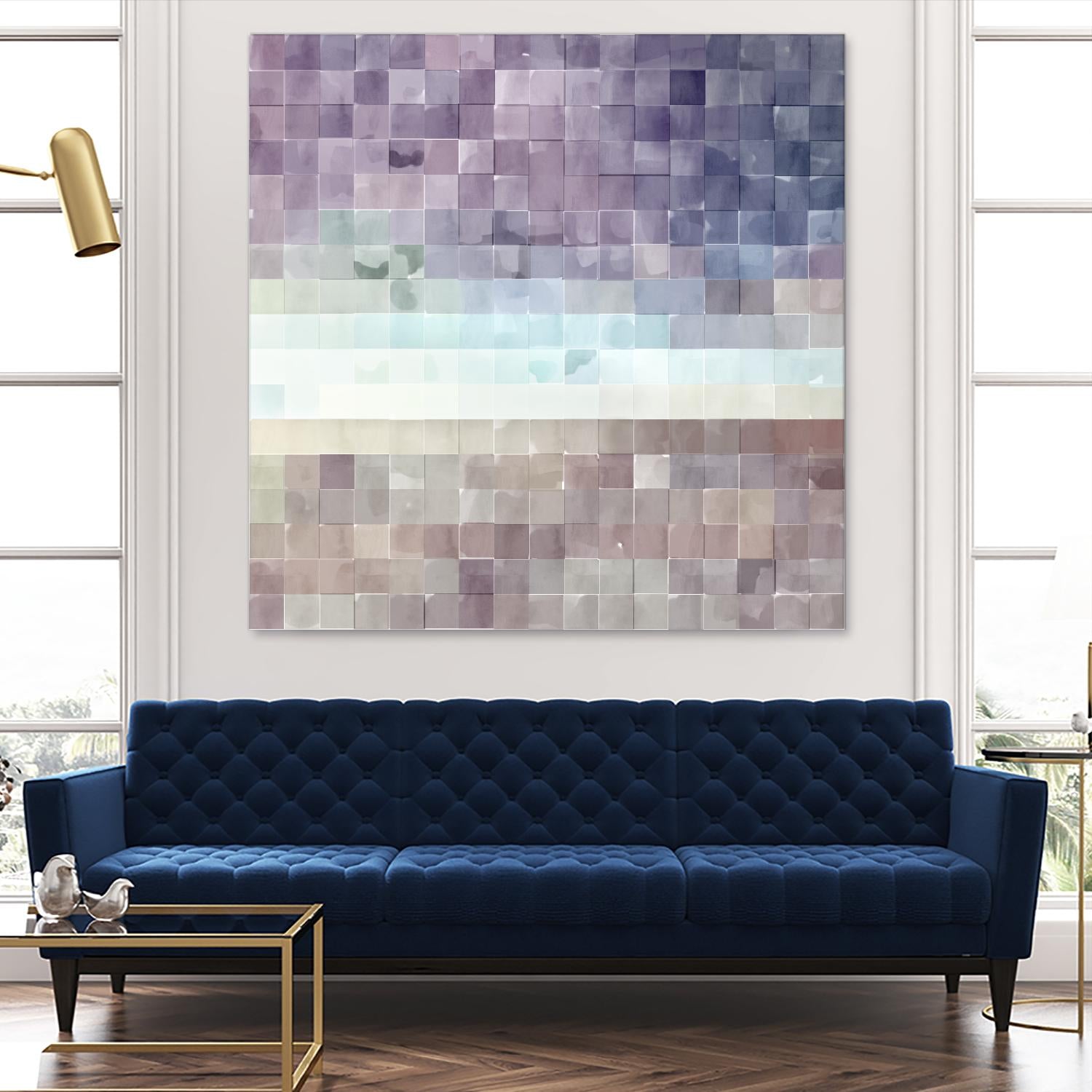 Gridded Watercolor Landscape B by THE Studio on GIANT ART - blue abstract