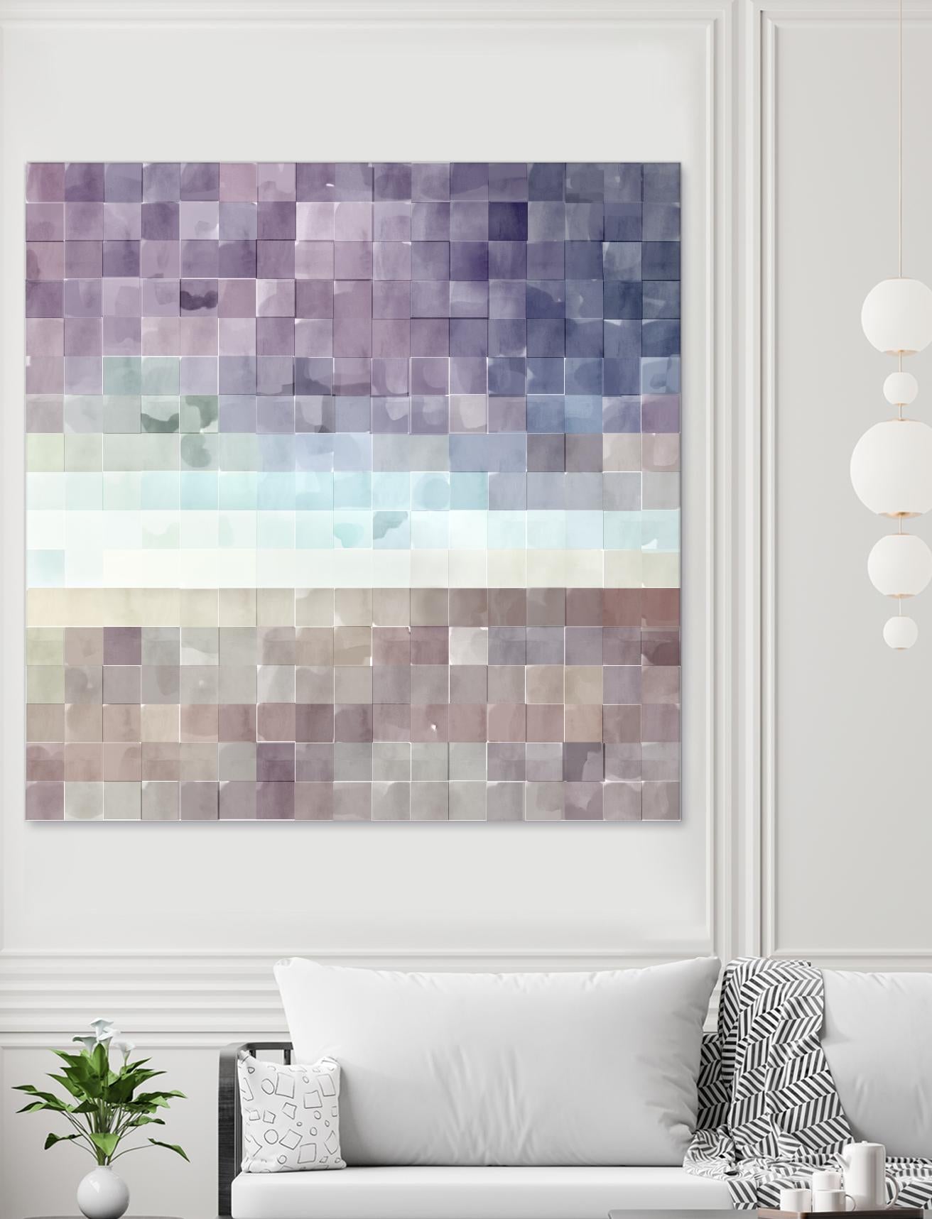 Gridded Watercolor Landscape B by THE Studio on GIANT ART - blue abstract