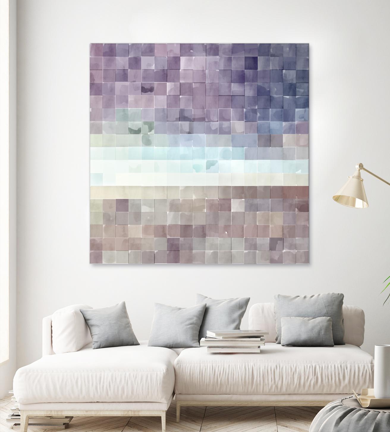 Gridded Watercolor Landscape B by THE Studio on GIANT ART - blue abstract