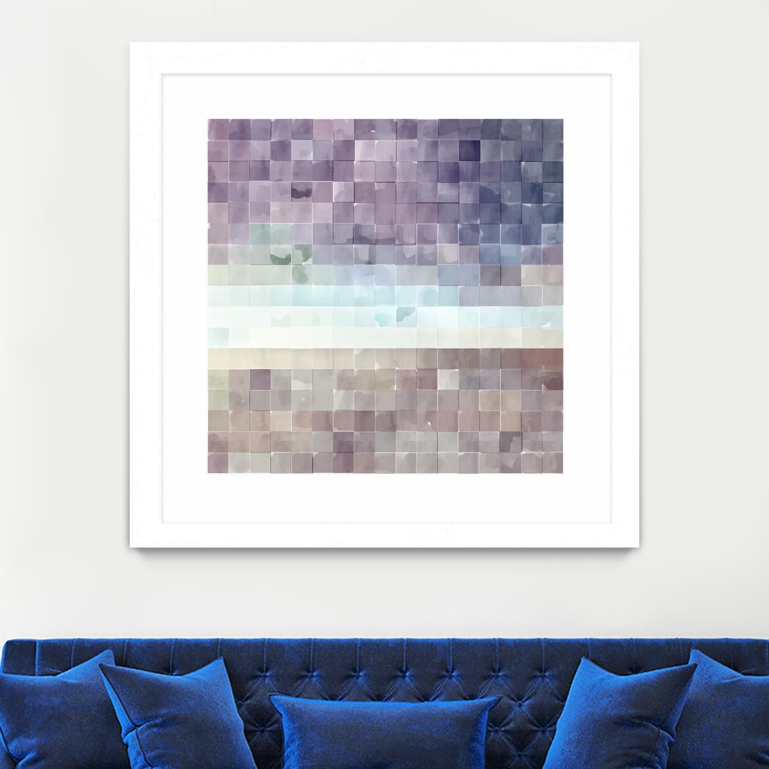 Gridded Watercolor Landscape B by THE Studio on GIANT ART - blue abstract