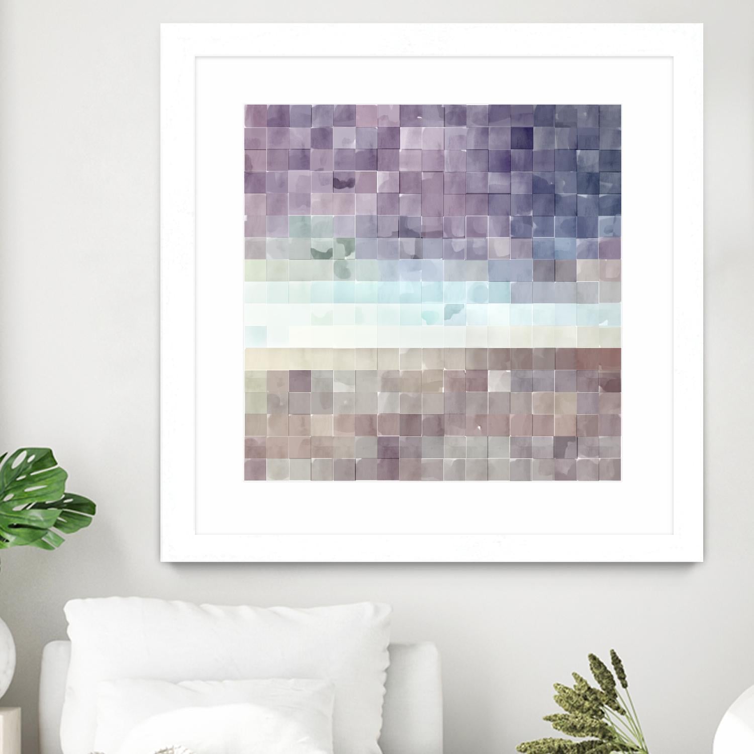Gridded Watercolor Landscape B by THE Studio on GIANT ART - blue abstract