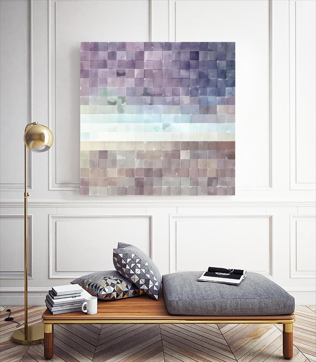 Gridded Watercolor Landscape B by THE Studio on GIANT ART - blue abstract