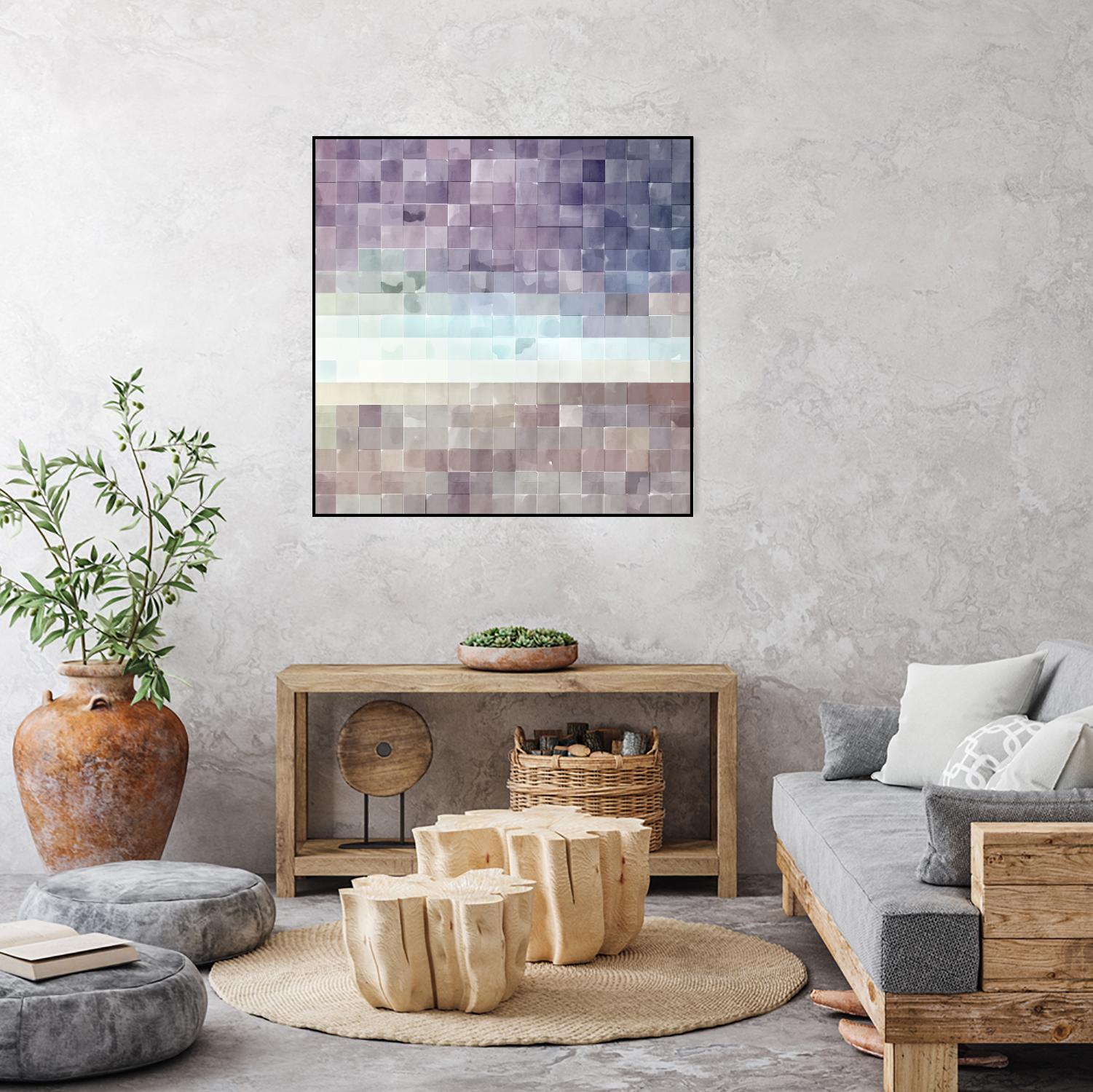 Gridded Watercolor Landscape B by THE Studio on GIANT ART - blue abstract