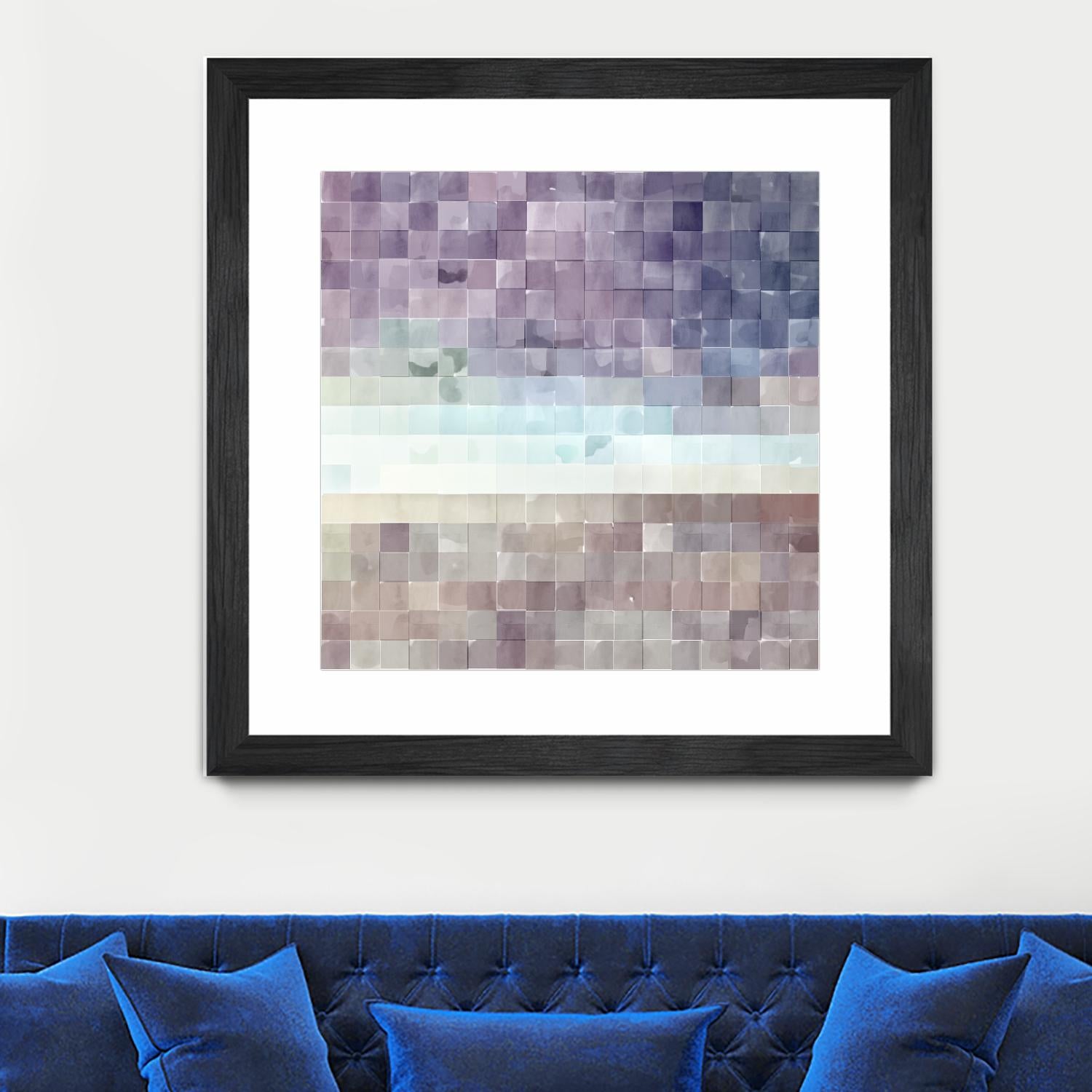 Gridded Watercolor Landscape B by THE Studio on GIANT ART - blue abstract