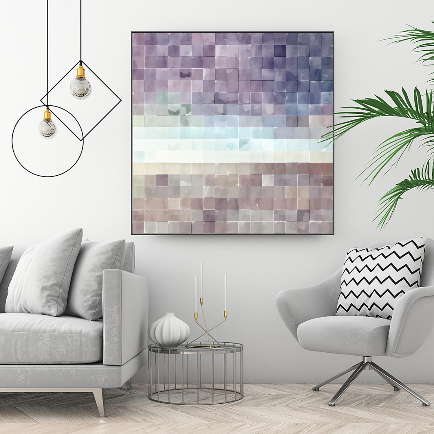 Gridded Watercolor Landscape B by THE Studio on GIANT ART - blue abstract